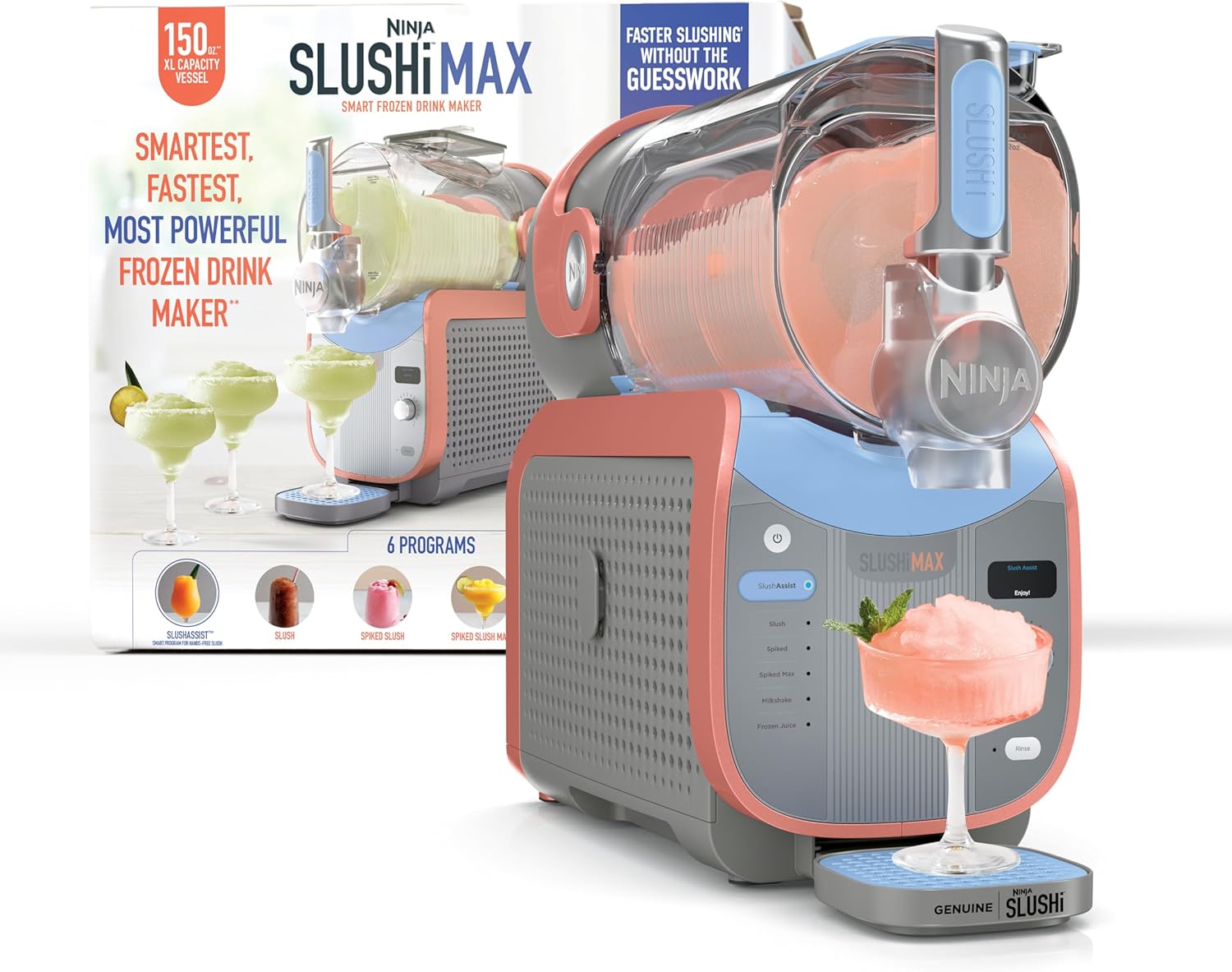 Ninja SLUSHi Professional Drink Maker, 7+ Servings, Black, FS301| No Ice Needed, 5 Preset Programs, Rapid Chill Technology, 7+ Servings, 88-Oz Easy-Fill Container, Dishwasher Safe Parts