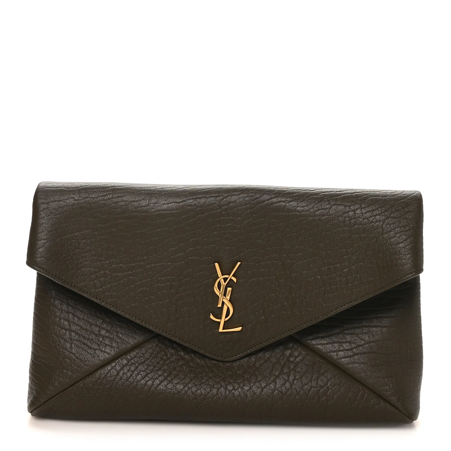 Grained Lambskin Large Cassandre Envelope Pouch Light Musk