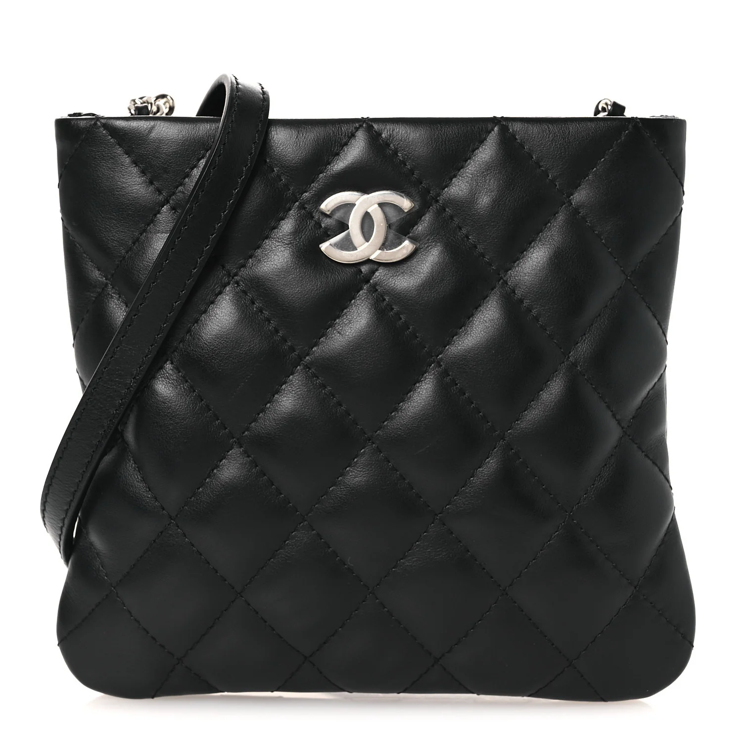 Lambskin Quilted Uniform Crossbody Bag Black