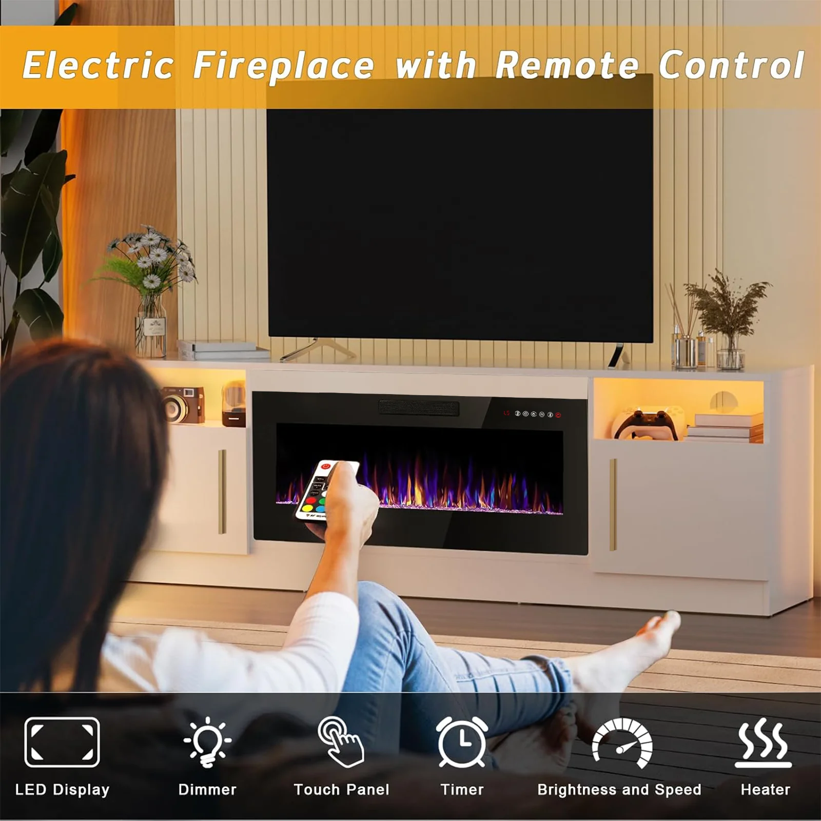 Waleaf Fireplace TV Stand with 36