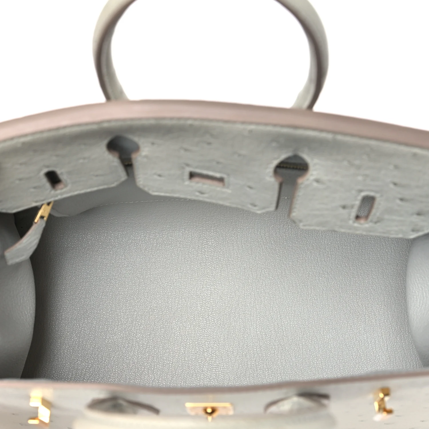 Ostrich Birkin Sellier 25 Gris Perle