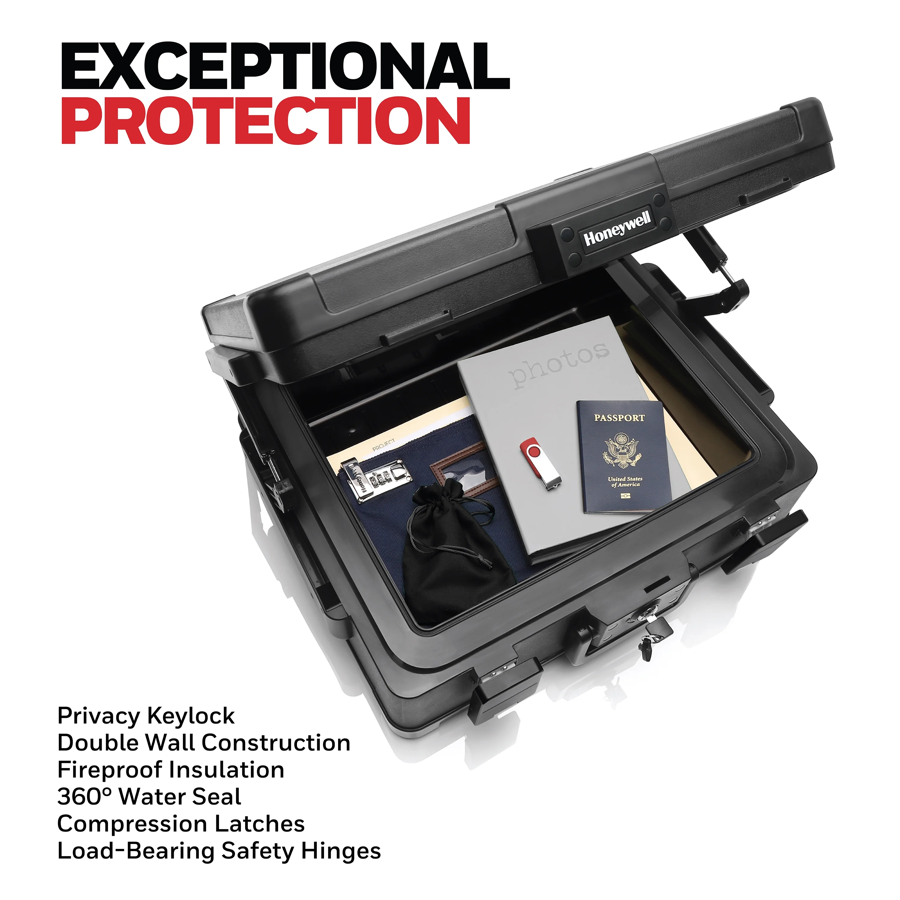 Premium Waterproof Fire Resistant Chest Safe, Key Lock, Large 0.39 cu ft, Black - Image 8