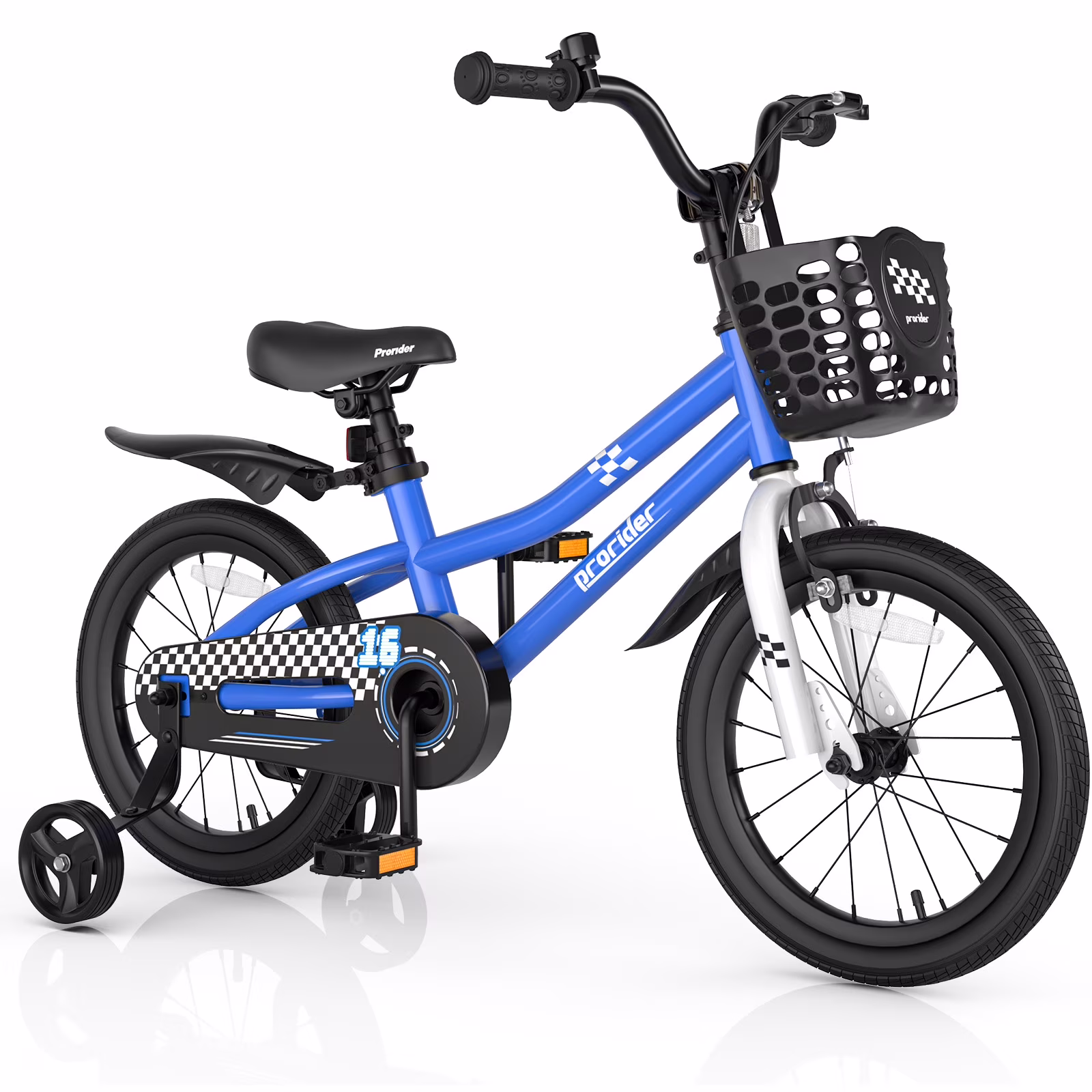 16'' Kid's Bike with Removable Training Wheels Basket for 4-7 Years Old Blue(Blue/16")