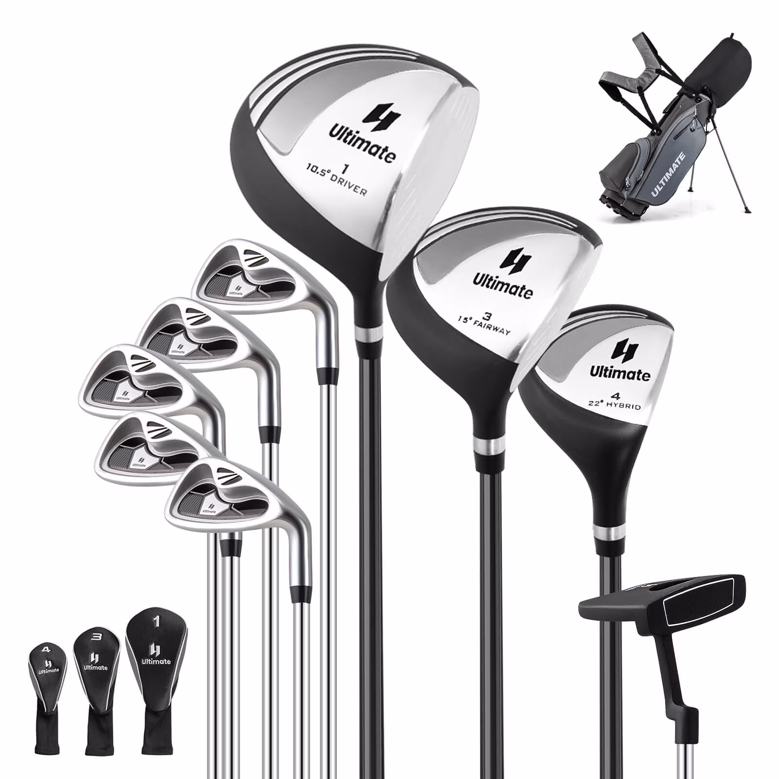 Men's Complete Golf Clubs Package Set 10 Pieces Includes Alloy Driver(White/Blue) - Image 5