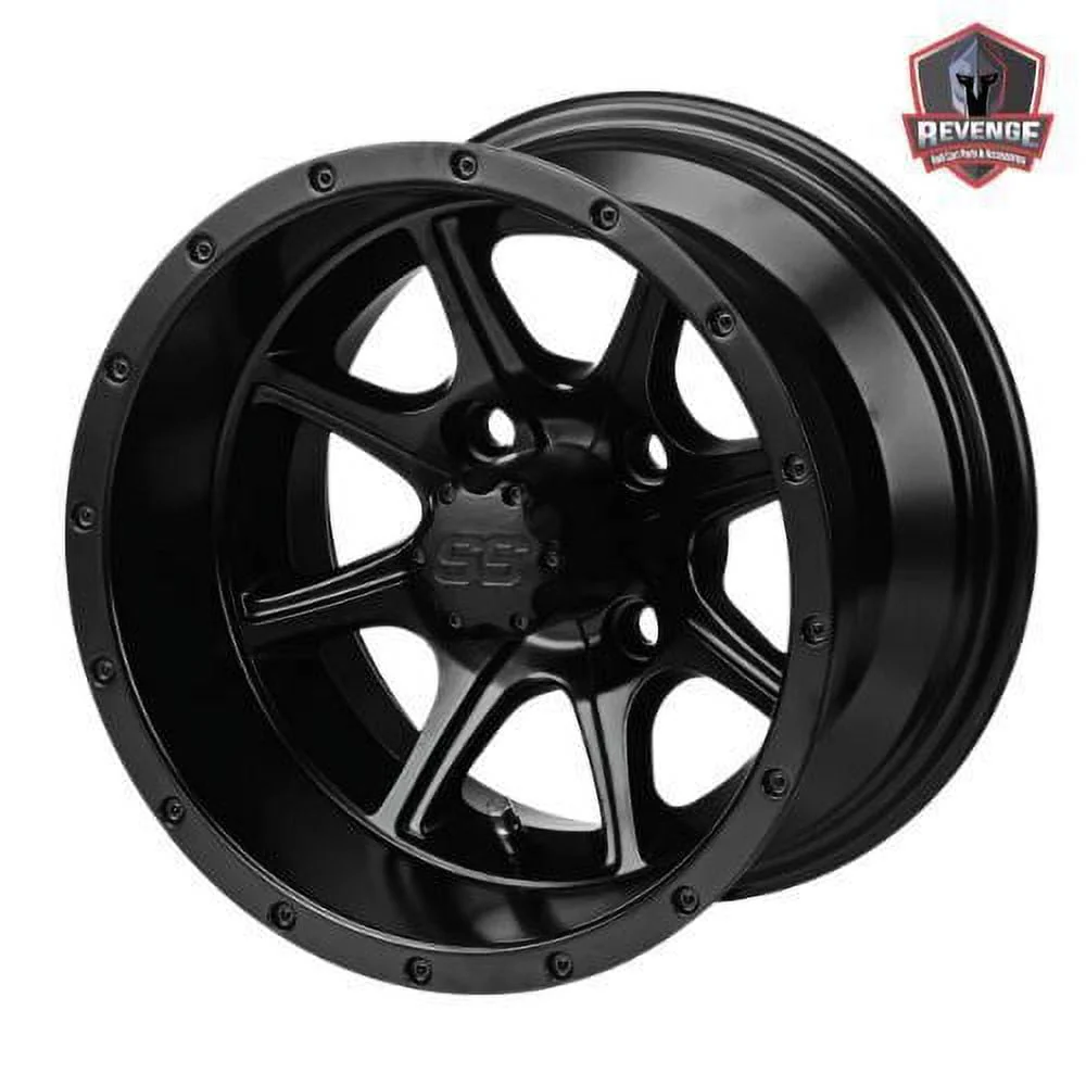 12" Matte Black Golf Cart Wheels and Tires Combo (205/30-12) Set of 4 - Image 4