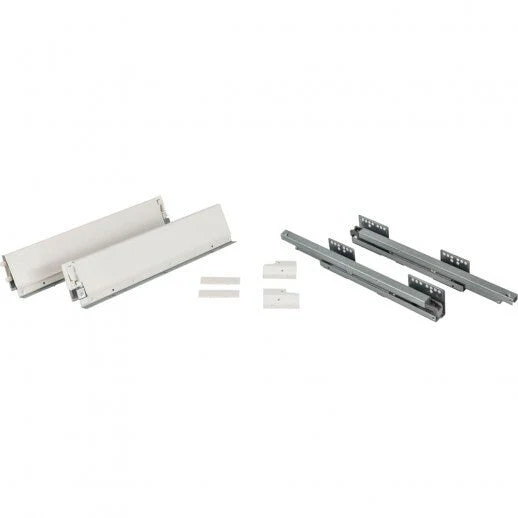 Hardware Resources 86 mm Height x 450 mm Length Heavy Duty White Soft-Close Metal Drawer Box System With 10 mm Dowels - TA Screen Specialist, Inc.