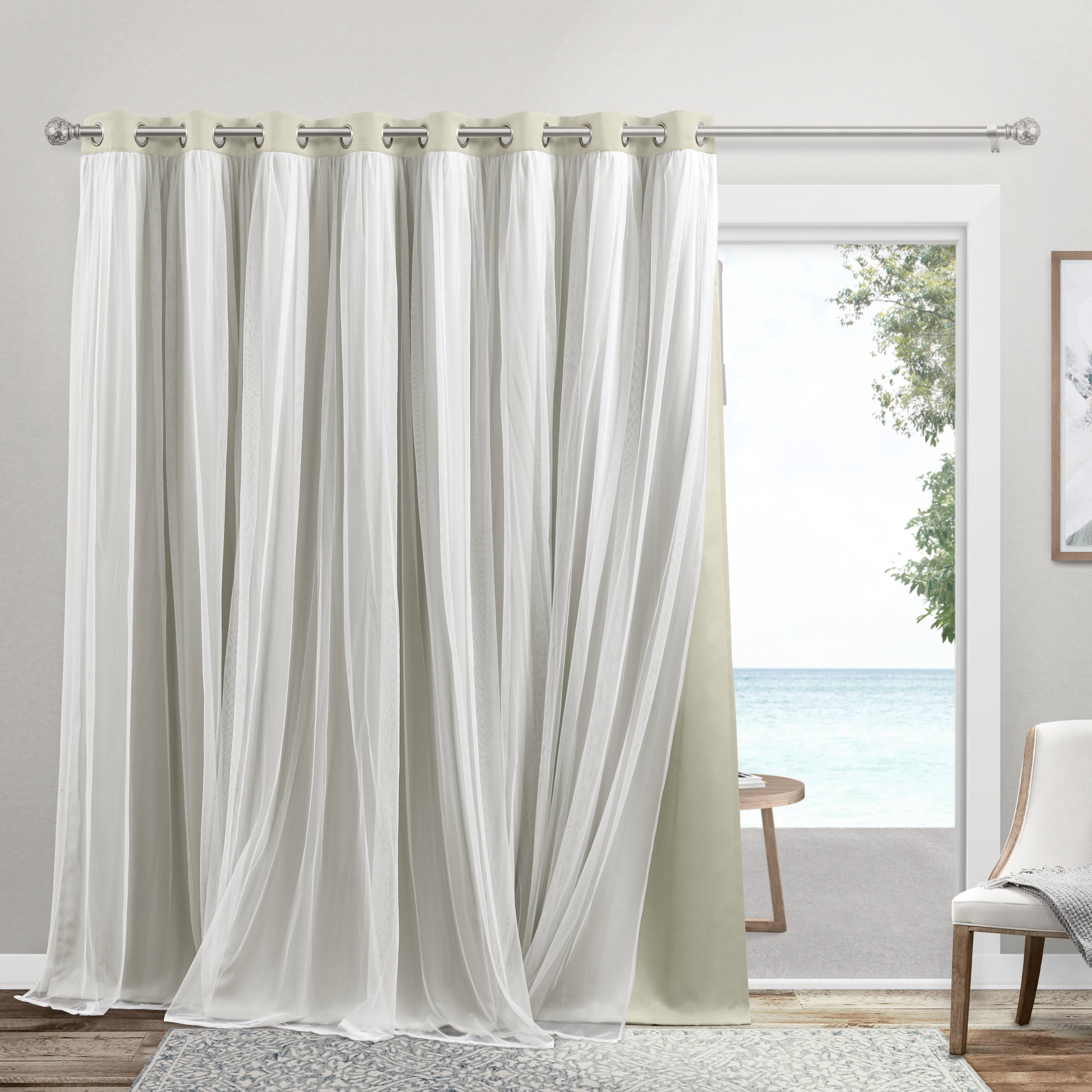 Exclusive Home Catarina Layered Room Darkening Blackout and Sheer Grommet Top Patio Curtain Panel, 100
