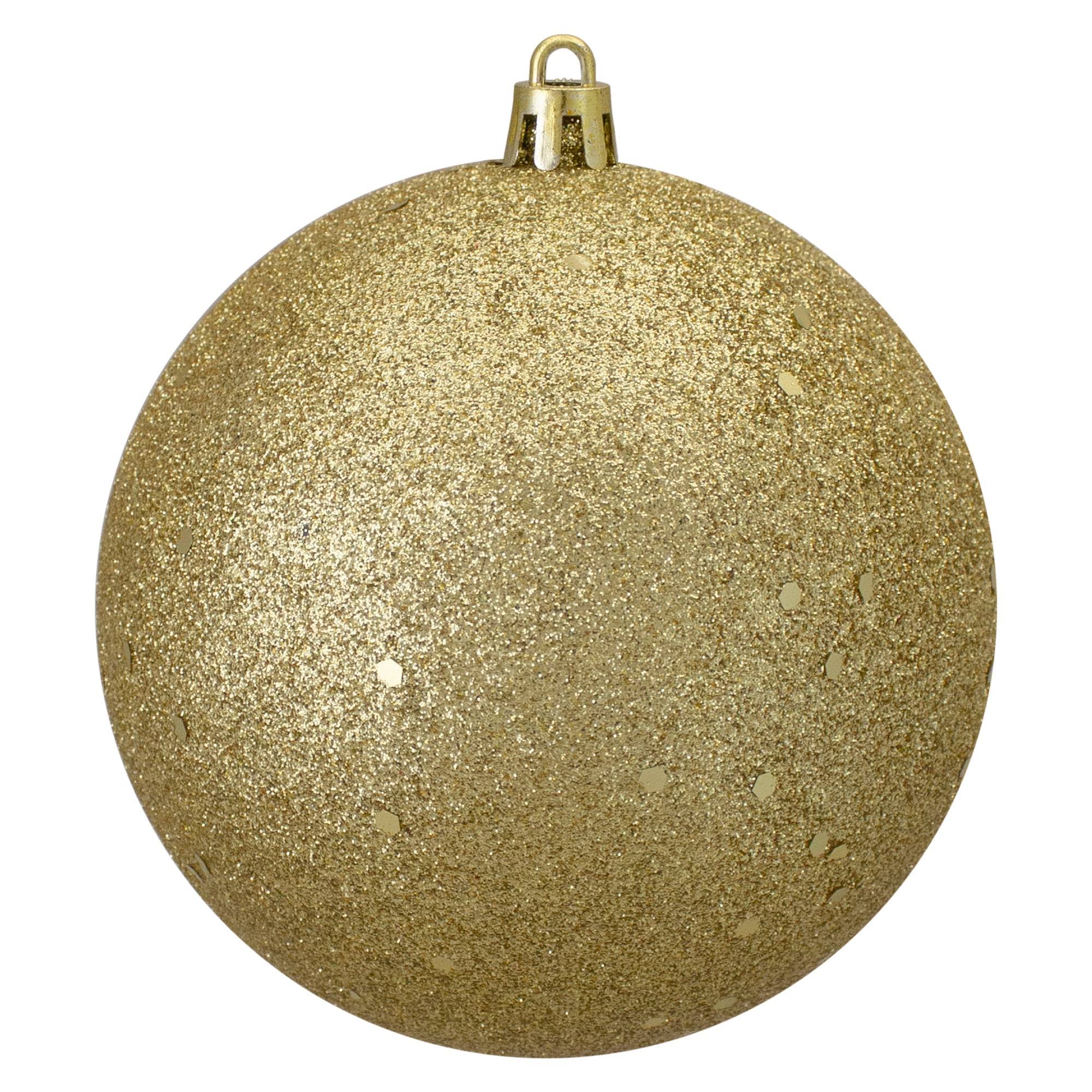 Vegas Gold Holographic Glitter Shatterproof Christmas Ball Ornament 4 inch (100mm)