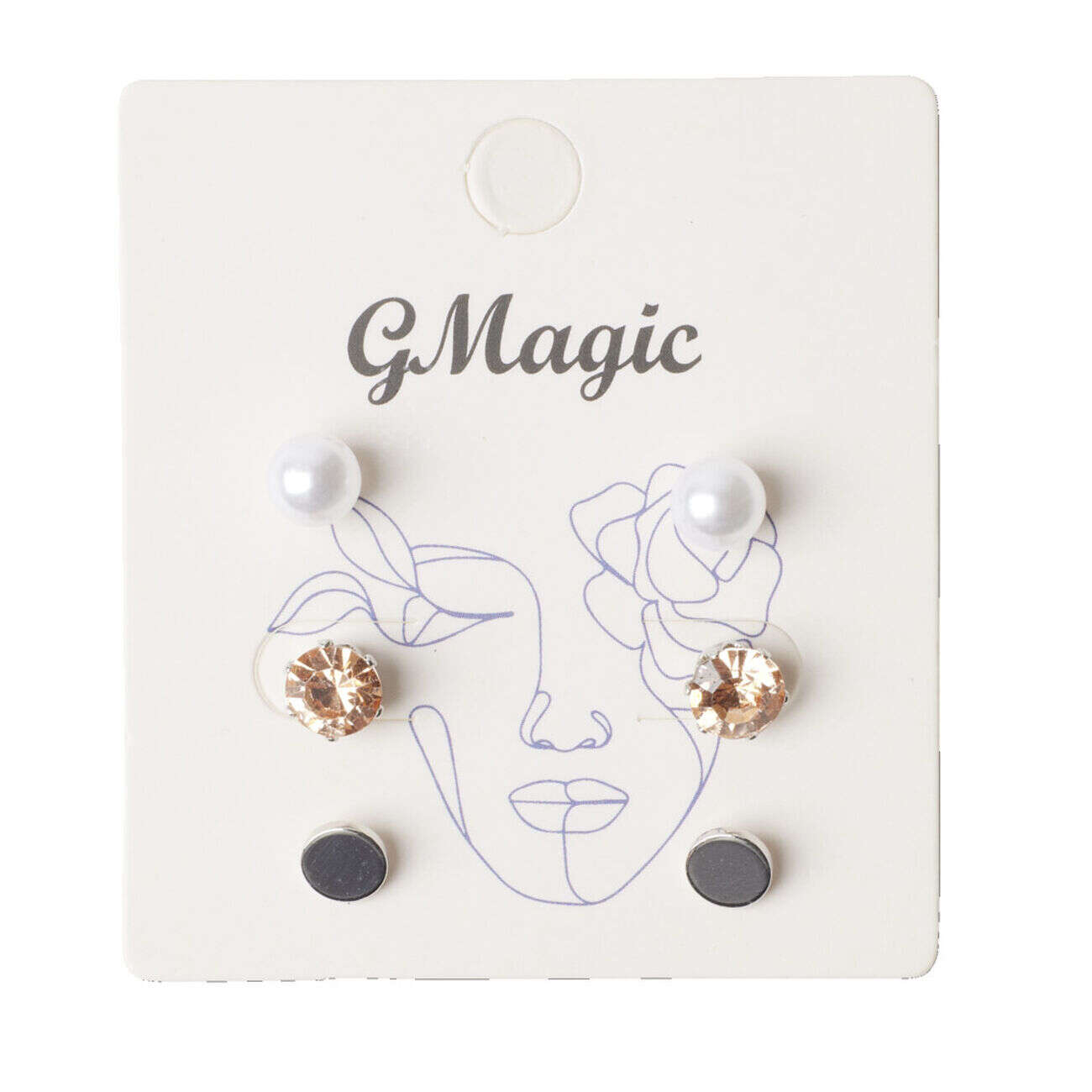 Paire de boucles d'oreilles femme puces x3 en métal Ø1cm (3 modèles)