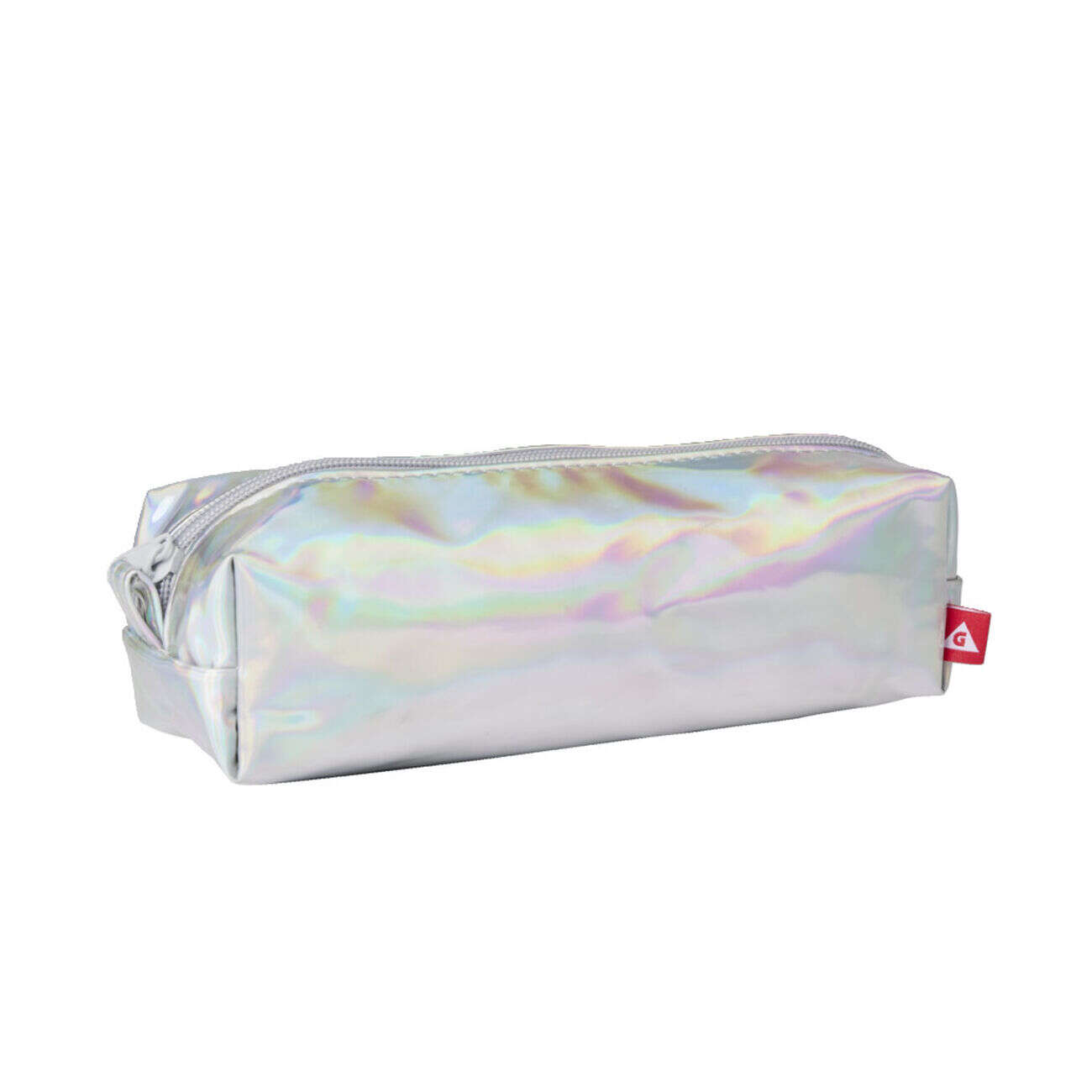 Trousse plastique transparente effet holographique 21x6,5cm