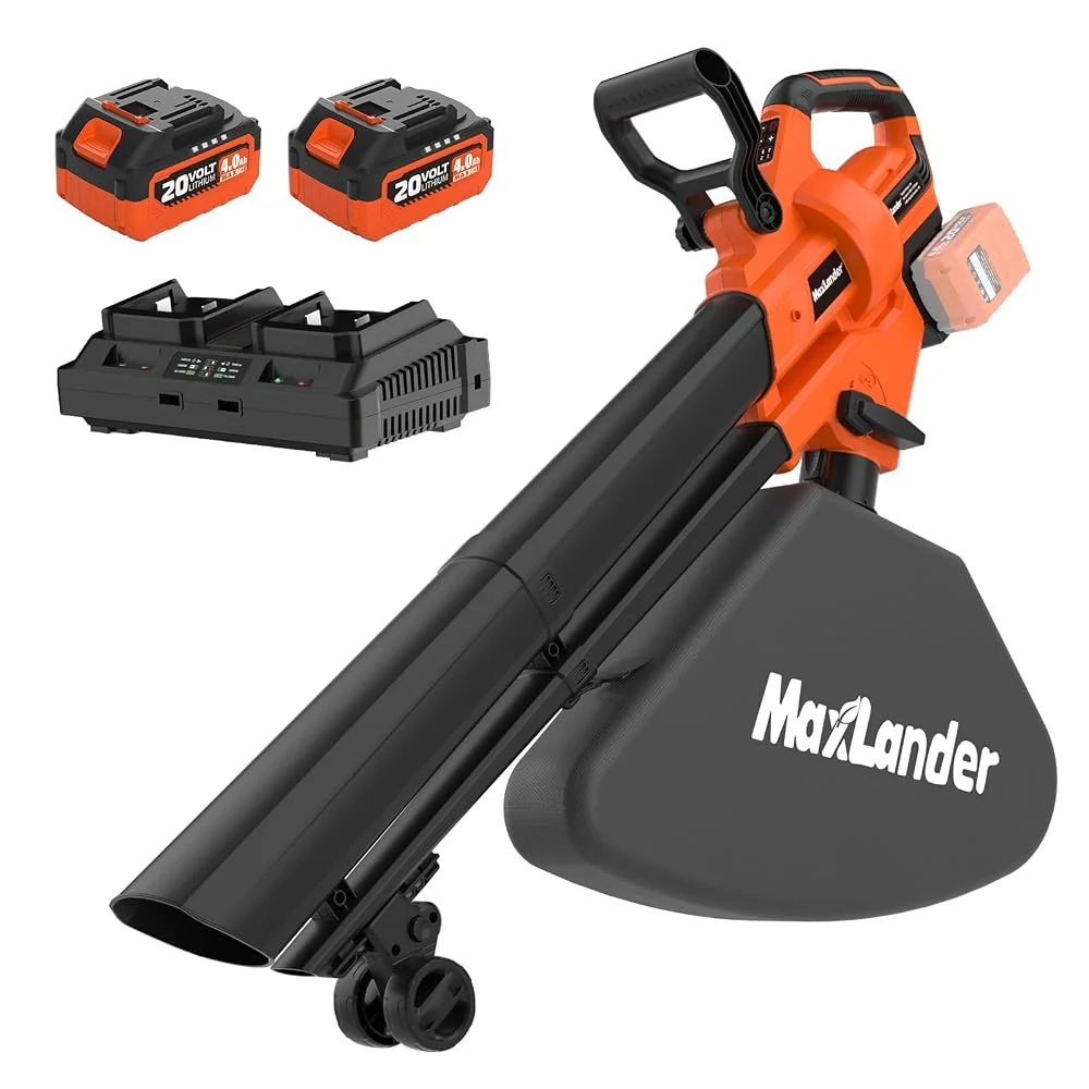 MAXLANDER 40V Cordless Leaf Blower Vacuum Mulcher, Leaf Vacuum with 40L Bag