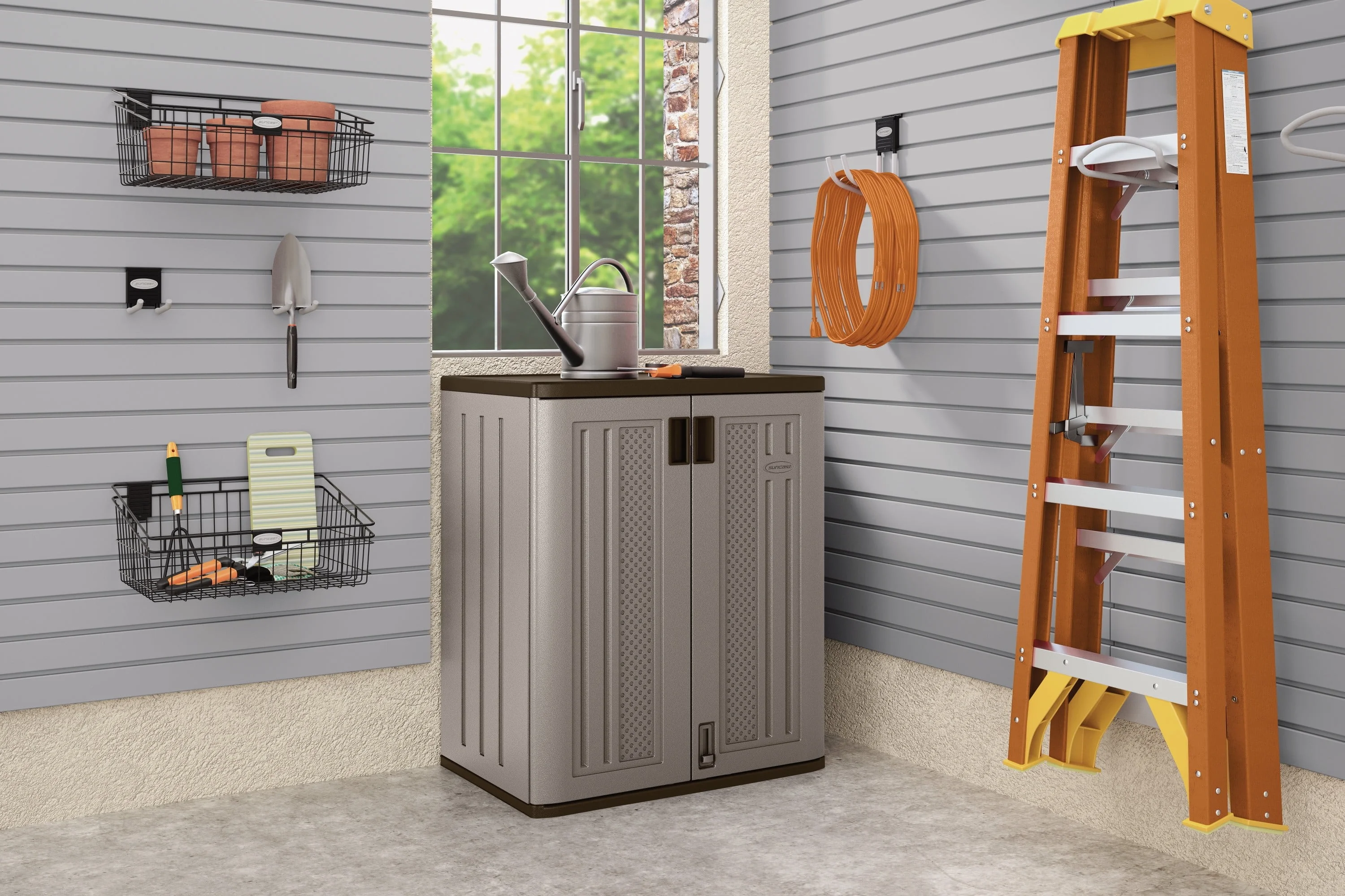 2-Shelf Resin Base Cabinet, Platinum Metallic(1 Pack) - Image 8