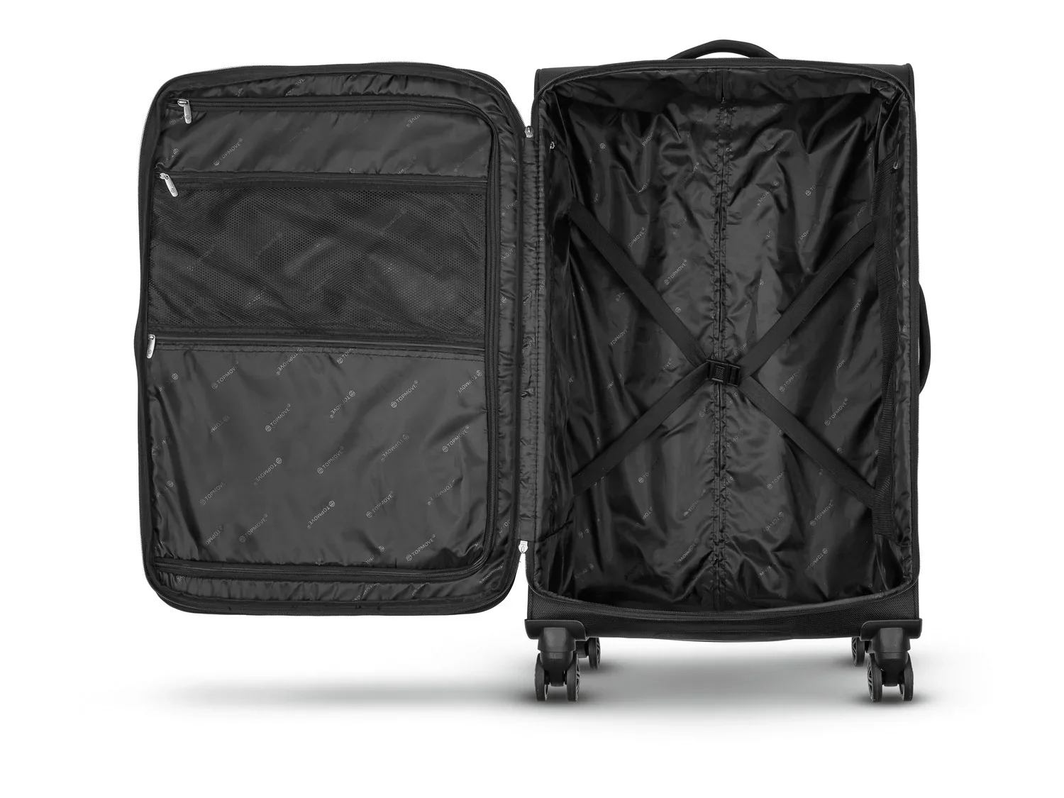 TOPMOVE Set de 2 valises cabine extensibles, 62-69 L et 96-108 L, noir