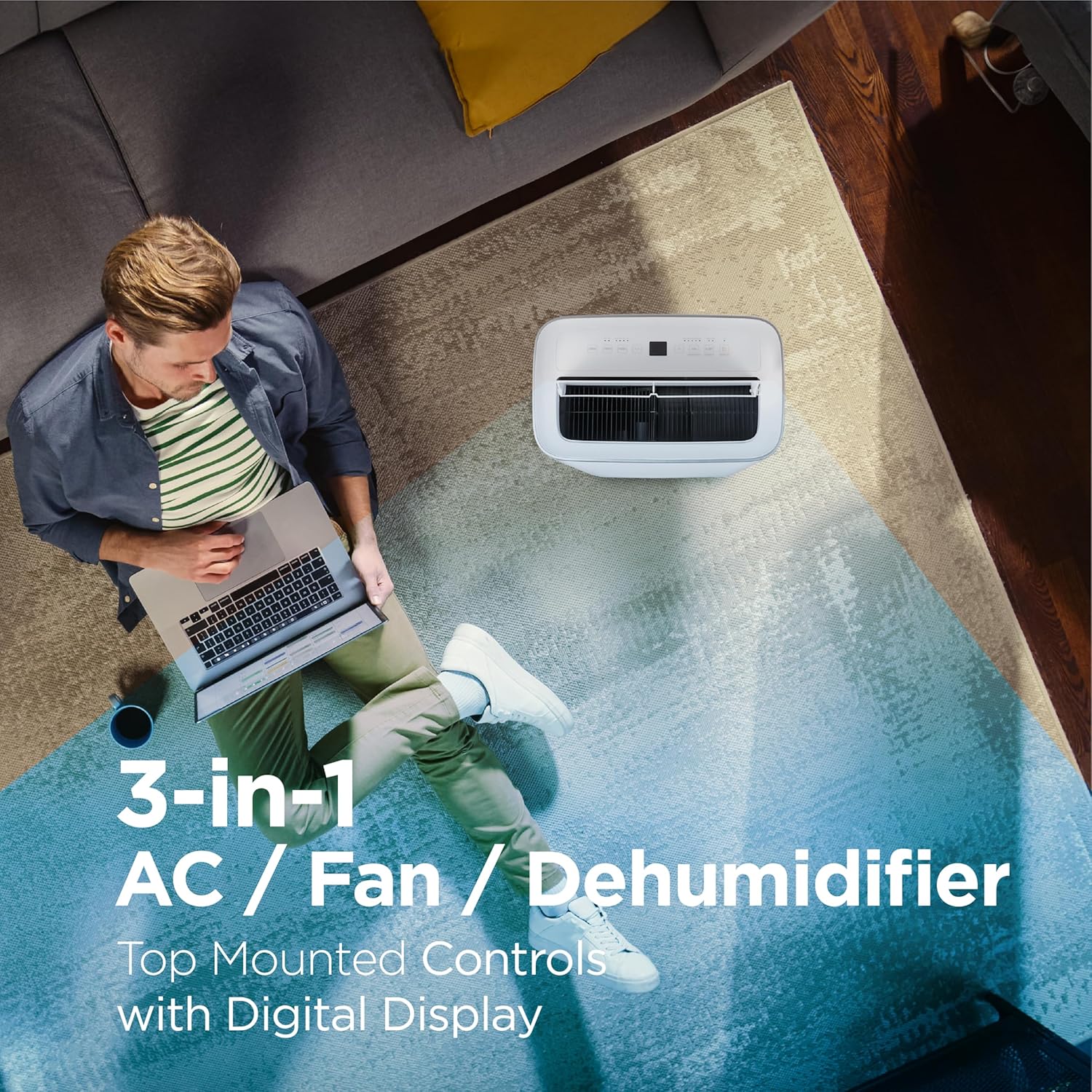 Climatiseur portable intelligent BLACK+DECKER, 12 000 BTU, pour pièces jusqu'à 51 m², avec compresseur Inverter et kit fenêtre, BPACT08NM, blanc