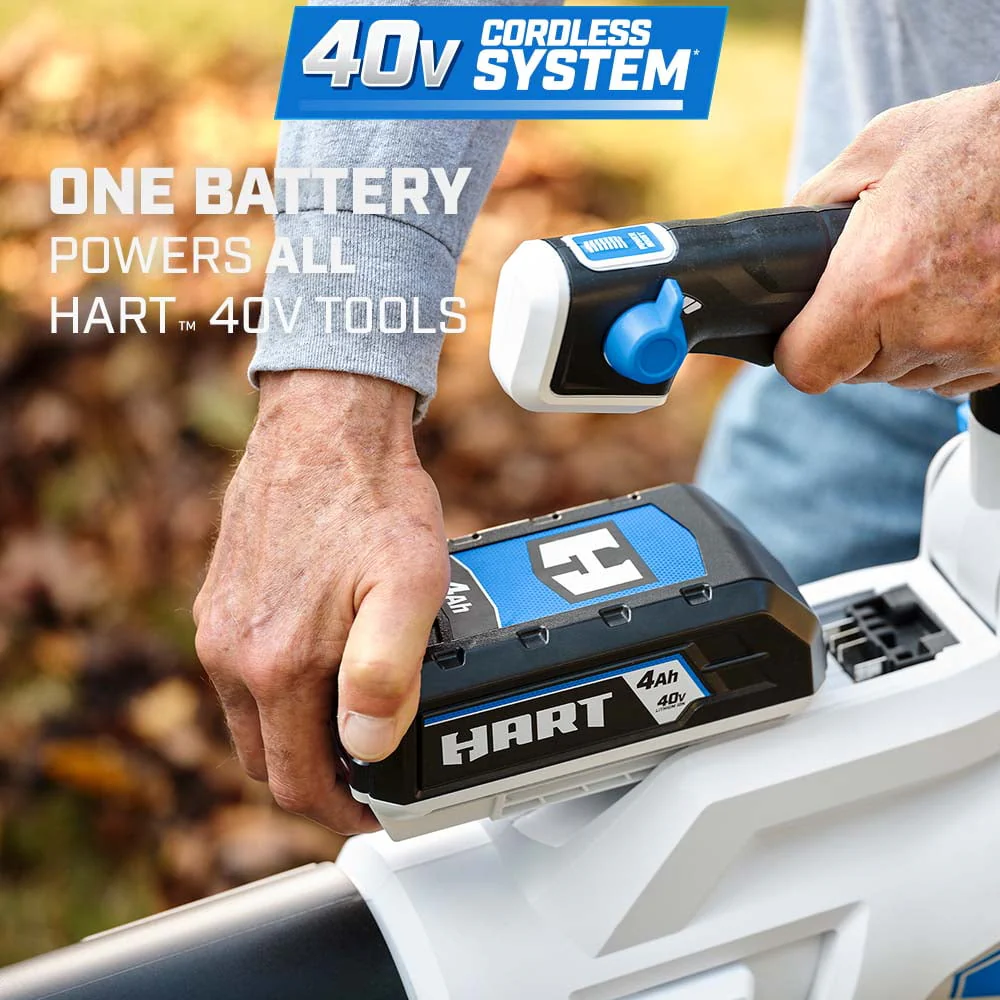 HART 40 Volt 155 MPH at 600 CFM Cordless Brushless Axial Leaf Blower Kit, (1) 4 0Ah Lithium Ion Battery Image 6