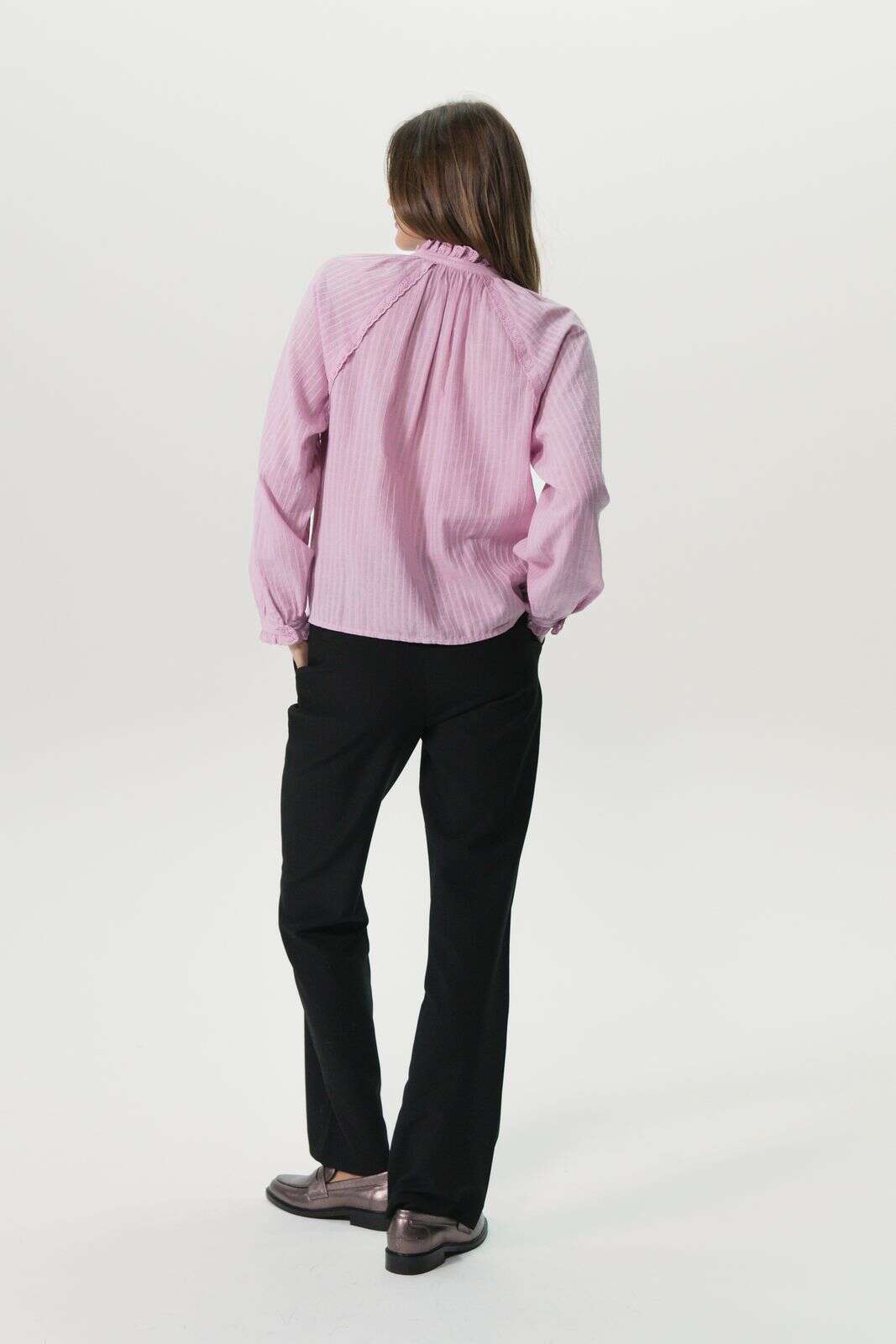 Zwarte mid waist wide leg pantalon