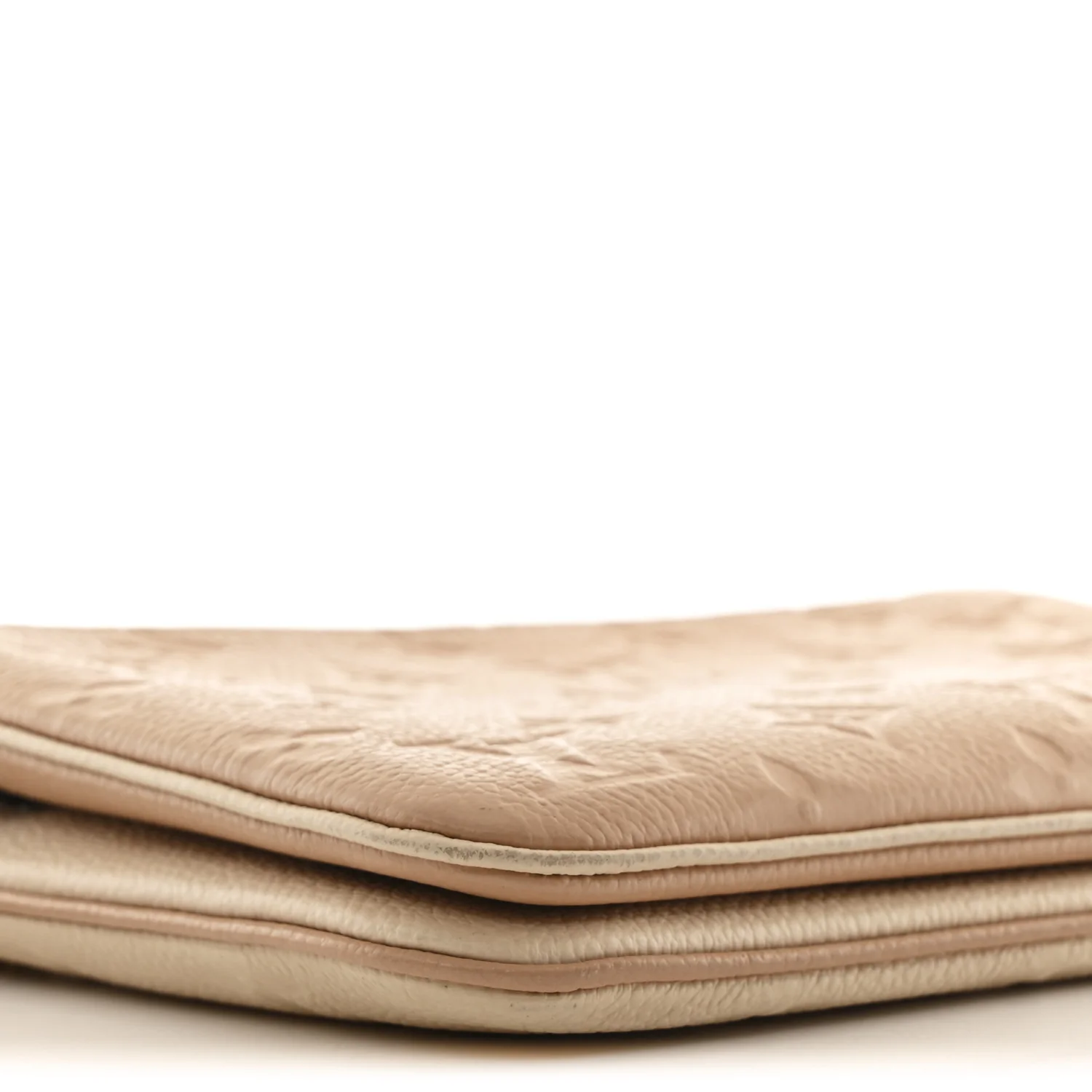 Empreinte Double Zip Pochette Beige Rose Creme