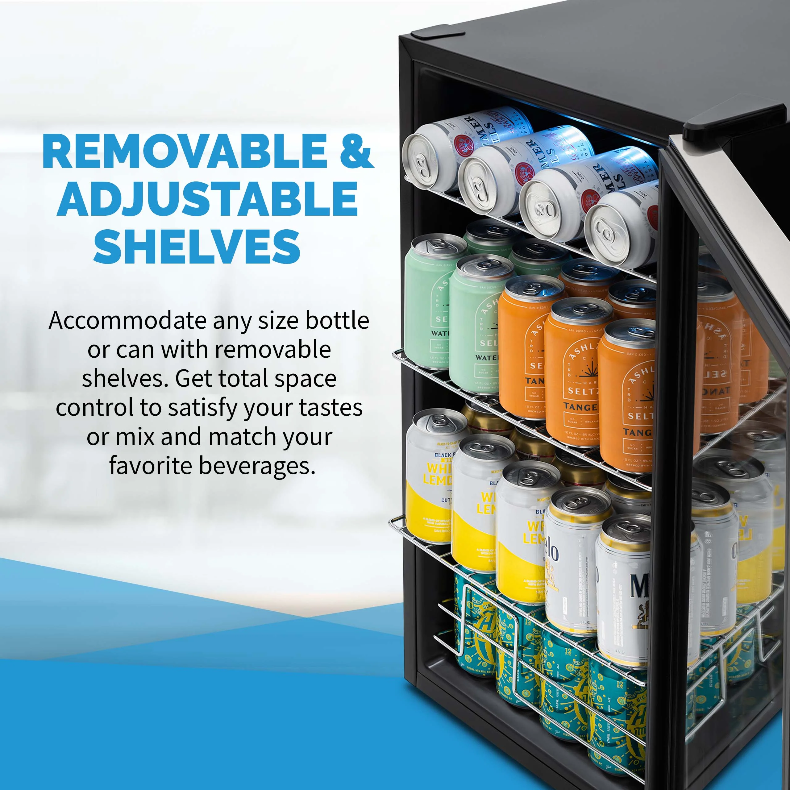 Newair 100-Can Freestanding Stainless Steel Beverage Fridge - 16.93