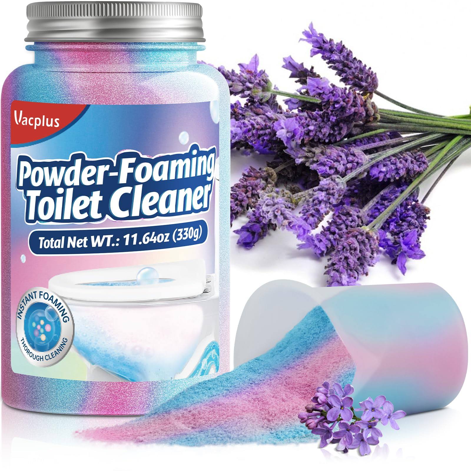 Vacplus Splash Toilet Cleaner - Quick Foaming Toilet Bowl Cleaners, 11.64oz Bathroom Cleaner Powder,Household Cleaning Essential, Blue&Pink