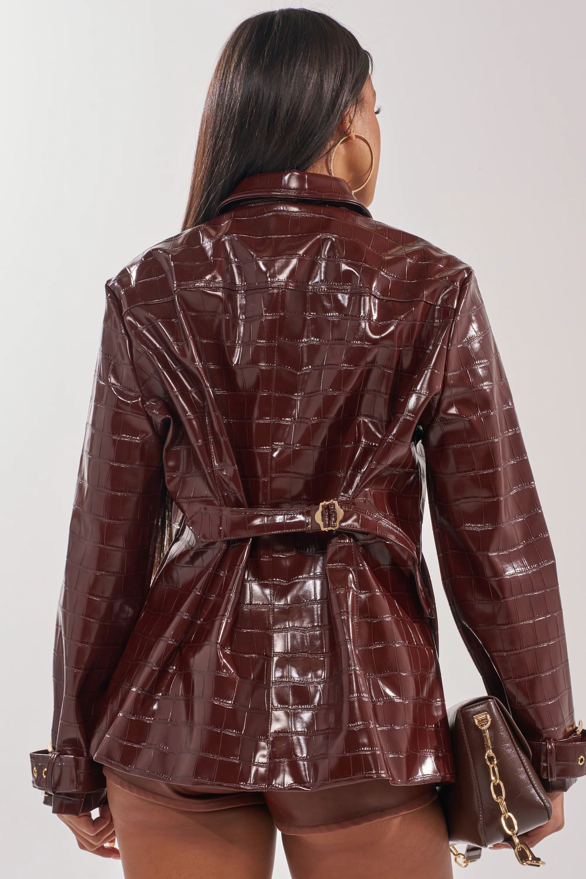 DONT STOP NOW FAUX LEATHER BUTTON DOWN - Akira Store