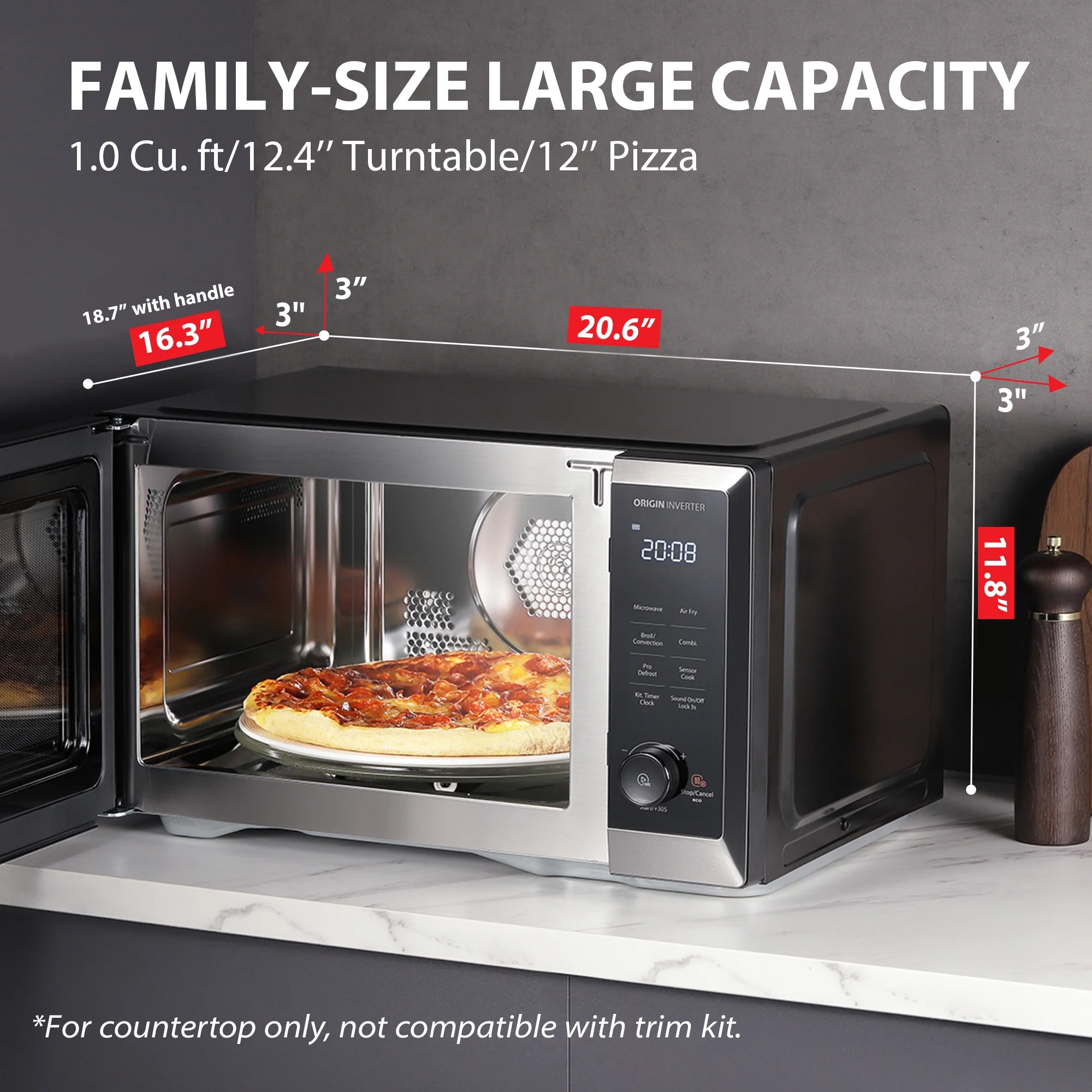 7-in-1 Countertop Microwave Oven Air Fryer Combo, Inverter, Convection, Broil, Speedy Combi, Even Defrost, Humidity Sensor, Mute Function, 27 Auto Menu47 Recipes, 1.0 cu.ft/30QT, 1000W(MASTER Series 7 in 1 Premium Microwave Black) - Image 6