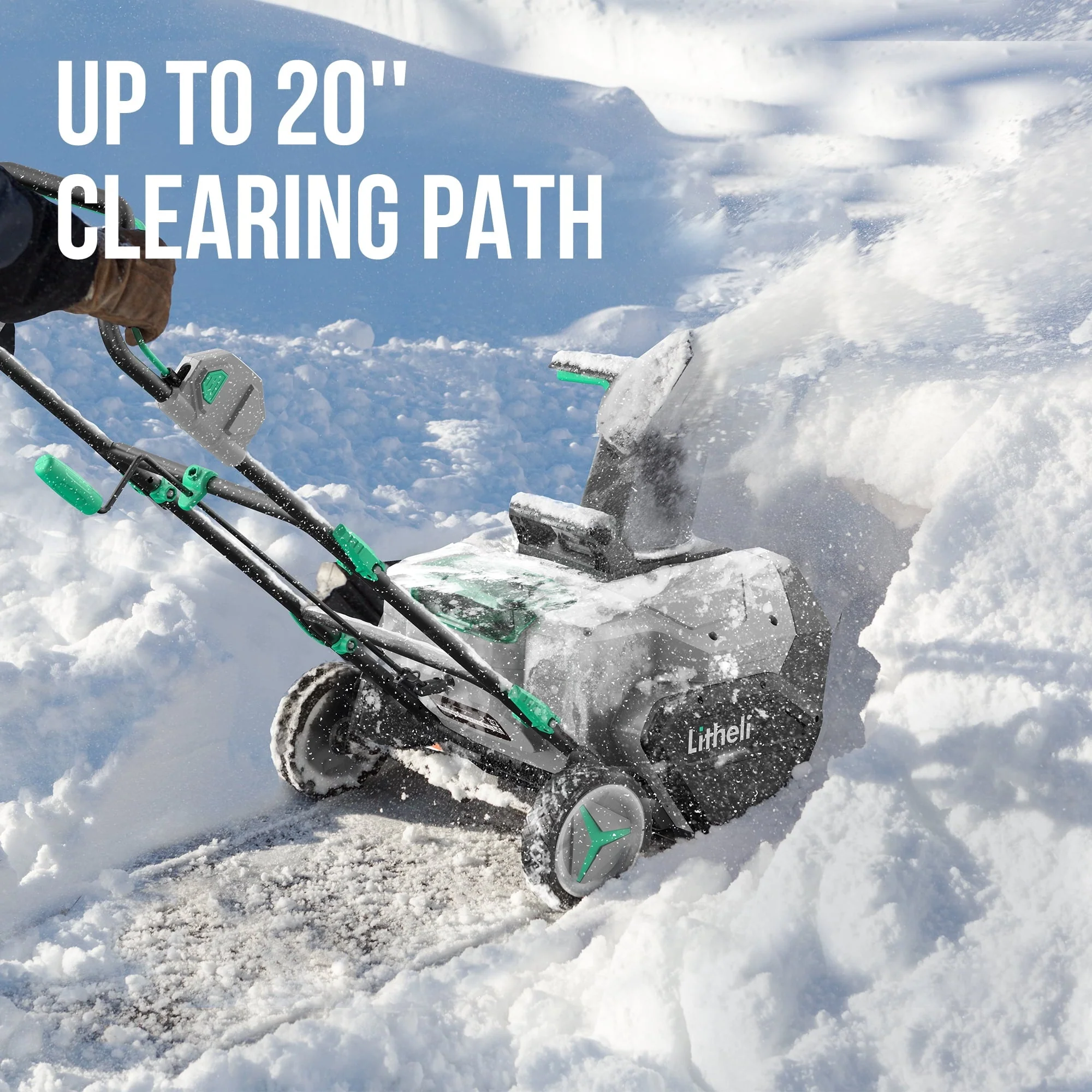 Cordless Snow Blower, 2x20V (40V) 20 Inch Snow Thrower with Brushless Motor Electric Snow Remove Machine, 2 x4 0 Ah Batteries Charger, Single Stage Image 2