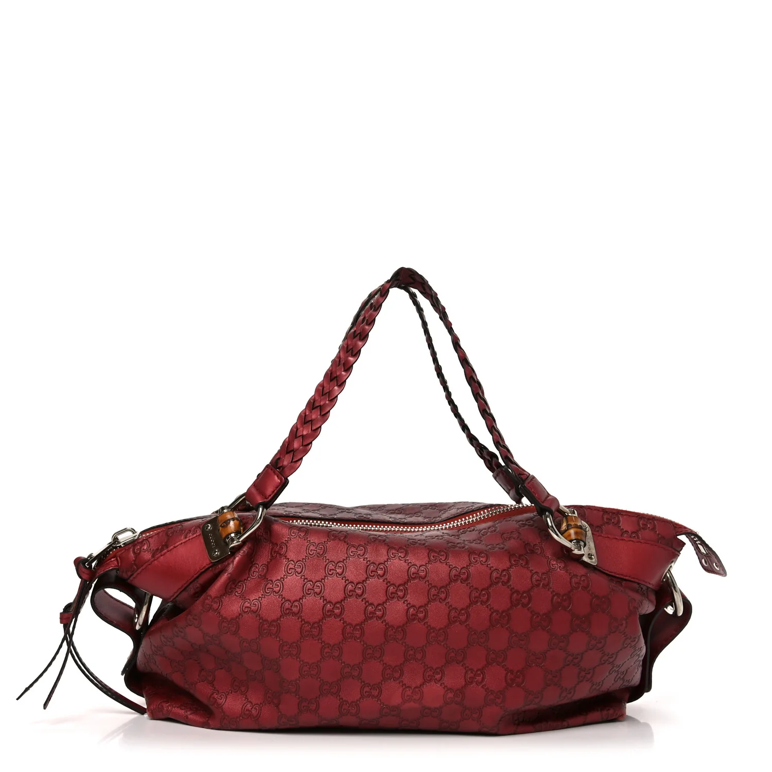 Metallic Guccissima Medium Bamboo Bar Tote Red