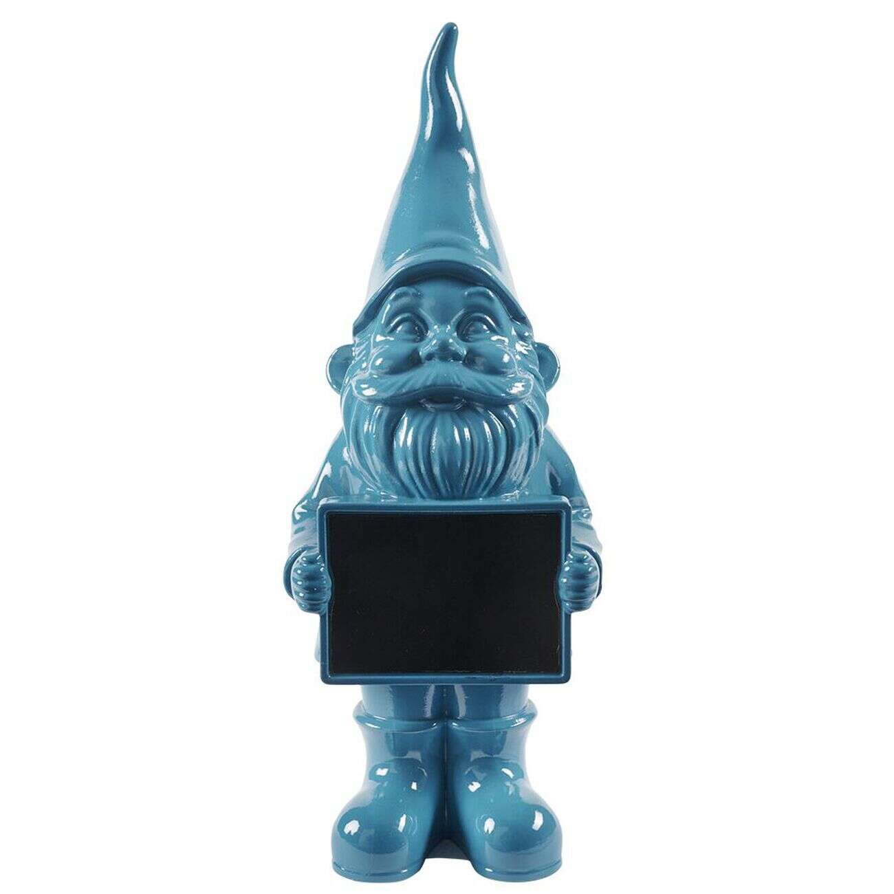 Nain de jardin avec pancarte craie uni bleu H30cm