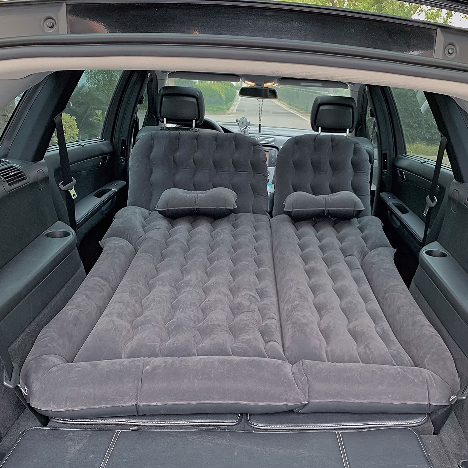 3 in 1 SUV Air Matterss | Car Mattress with Electric Air Pump-2 Support Fillers 2 Pillows Fits SUV|MPV|Minivan for Road Trip Camping Black(Black Suv Mattress)
