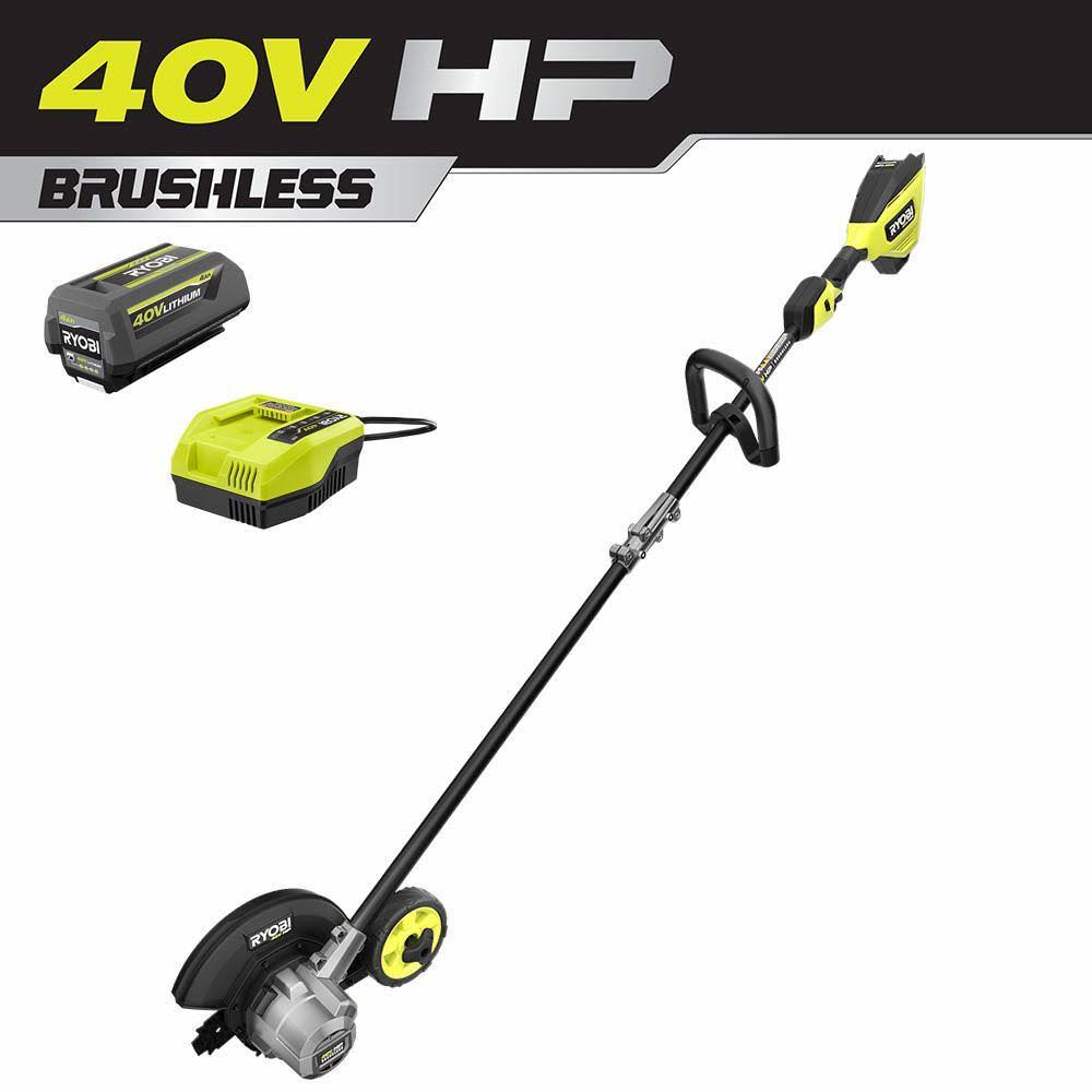 Ryobi RY40780 40V HP Brushless Stick Lawn Edger with 4.0 Ah Battery and Charger