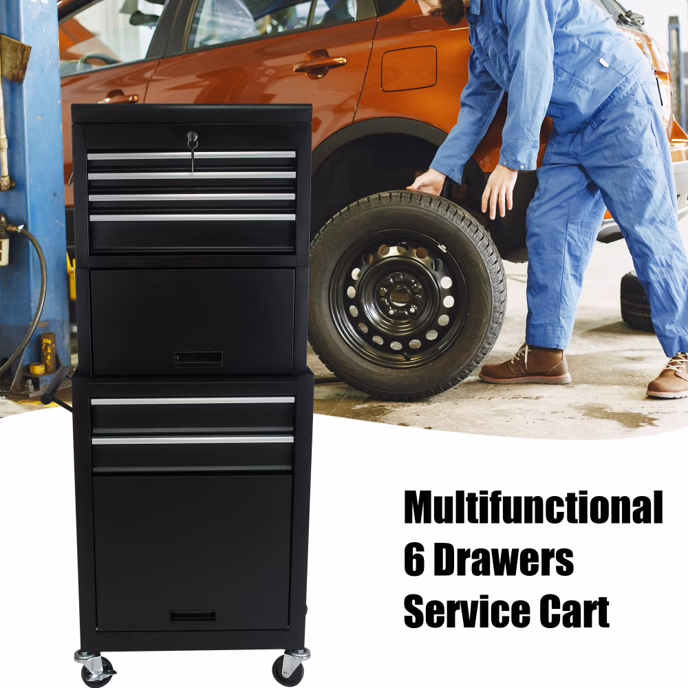 6 Drawers Rolling Tool Chest Cabinet,High Capacity Tool Storage Cabinet ,Rolling Tool Box with Wheels and Locking System,Portable Tool Organizer for Garage Warehouse Workshop