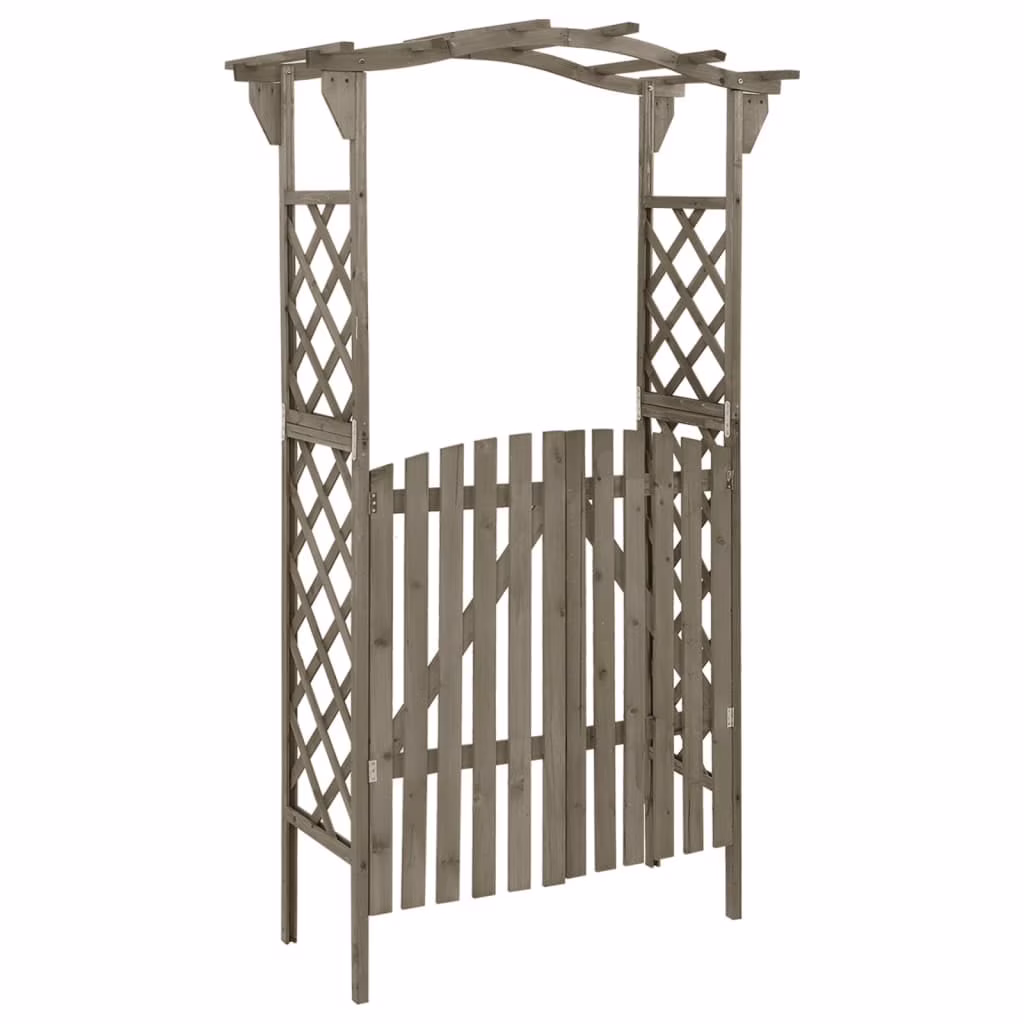 vidaXL Pergola Outdoor Pergola Garden Arch with Gate for Deck Solid Wood Fir