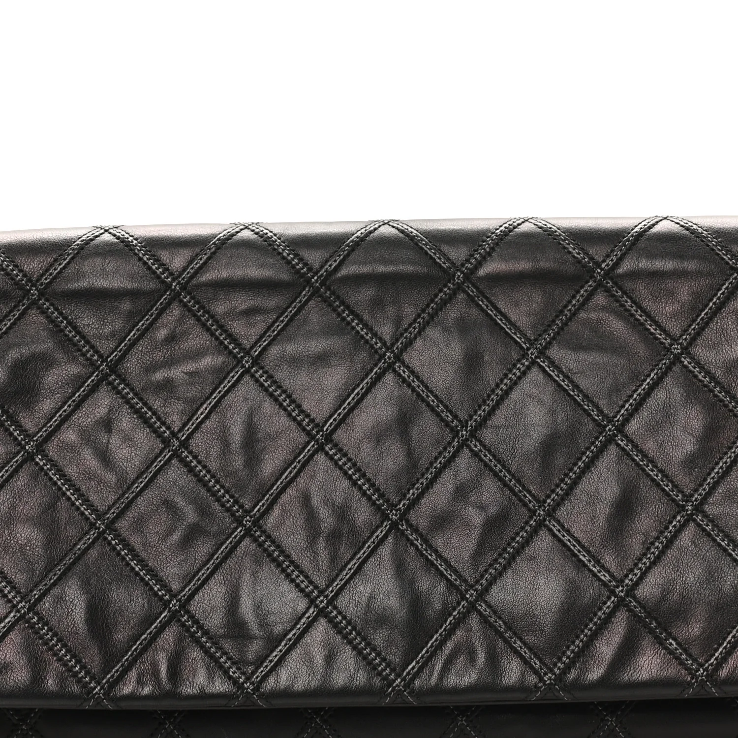 Calfskin Stitched Thin City Clutch Black