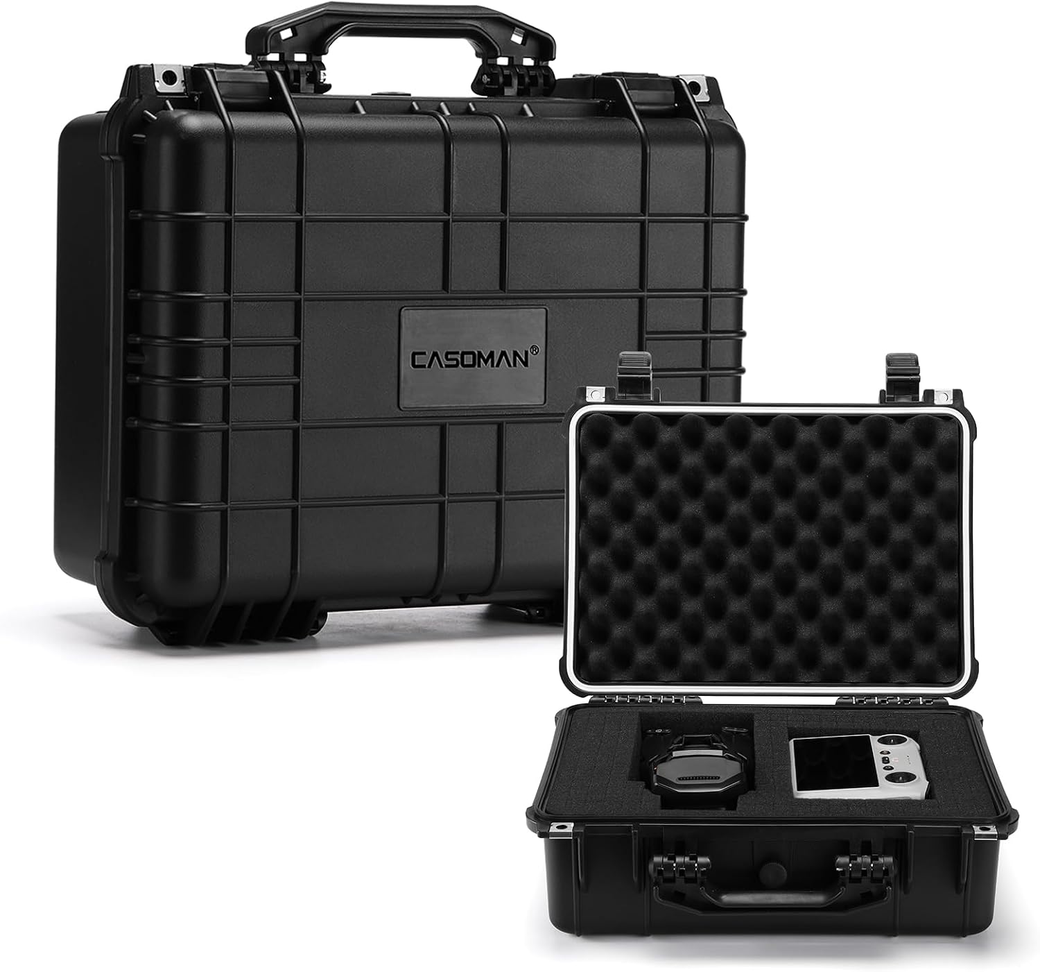CASOMAN 11.5-Inch Water-Proof & Explosion-Proof Box, with Cushion-Proof Sponge, IP67 Water-Proof Grade, Customizable Foam
