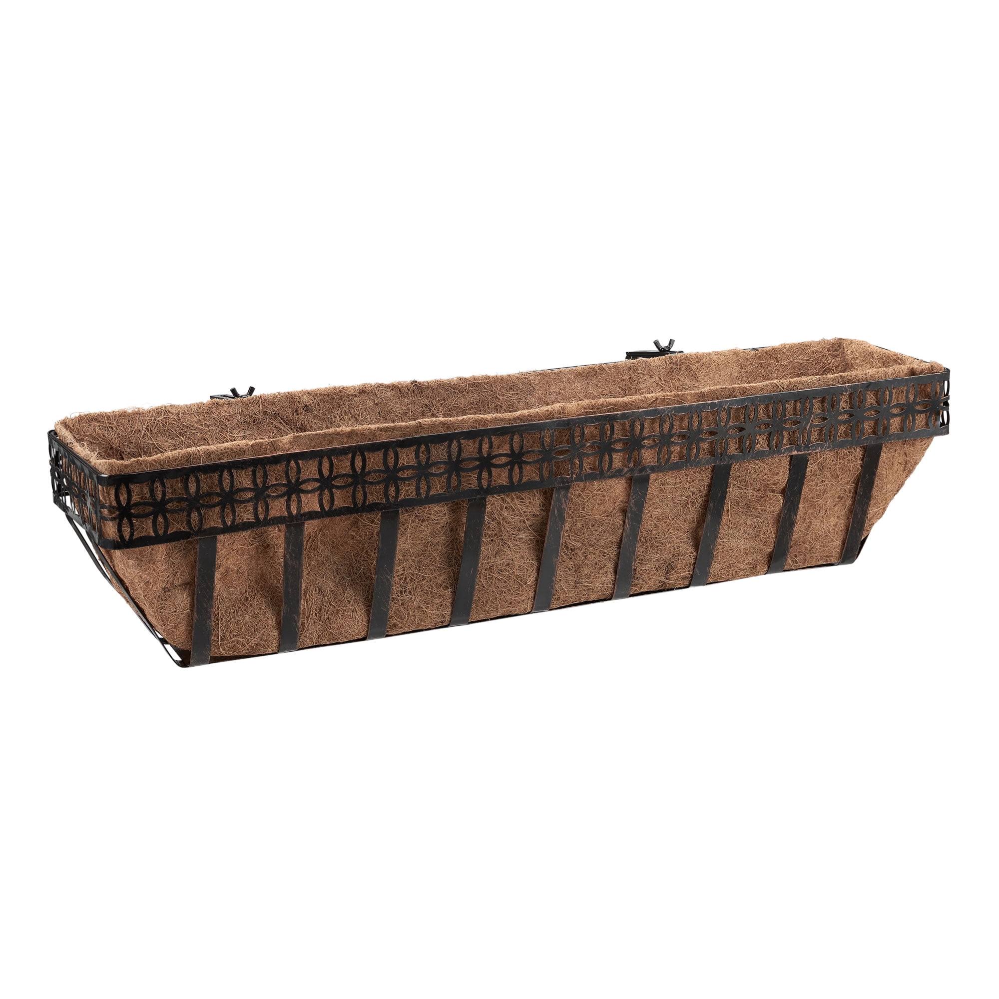 Mainstays Lattice Metal Window Box with Coco-Fiber Liner - Bronze - 30 in