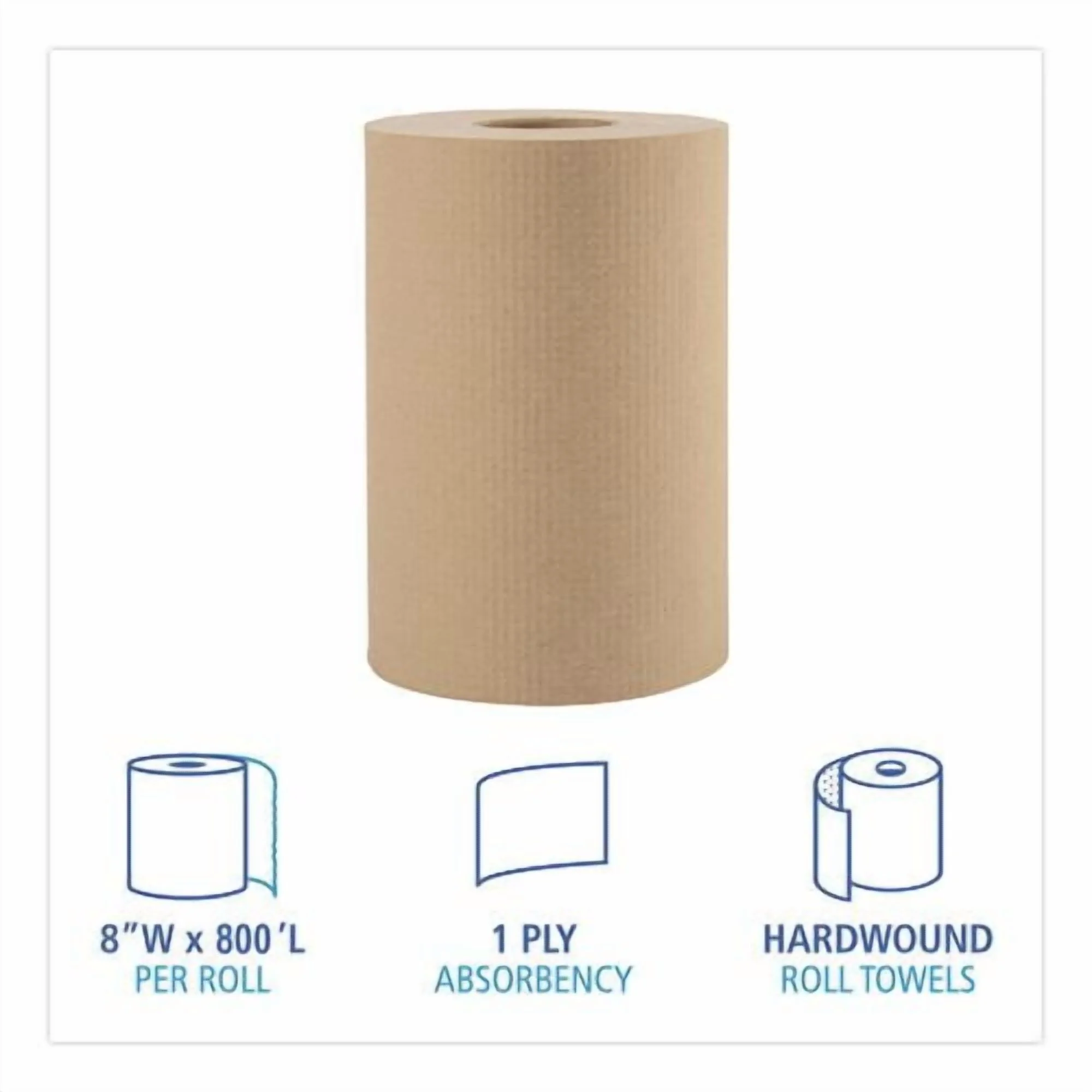Boardwalk Green Universal Roll Towels, 1-Ply, 8" x 800 ft, Natural, 6 Rolls/Carton | Bundle of 5