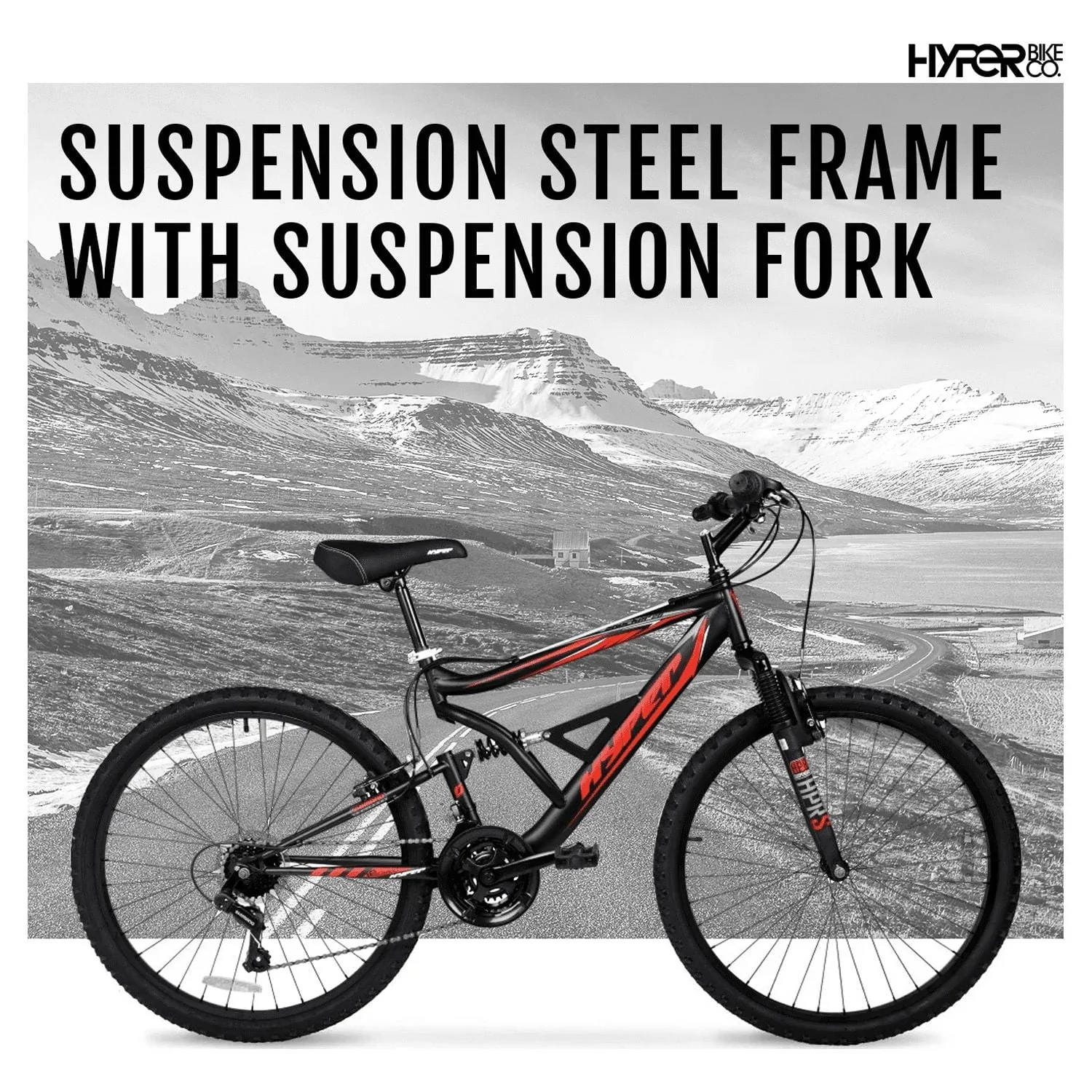 Hyper Bicycles Men's 26 Shocker Mountain Bike, Black/Red