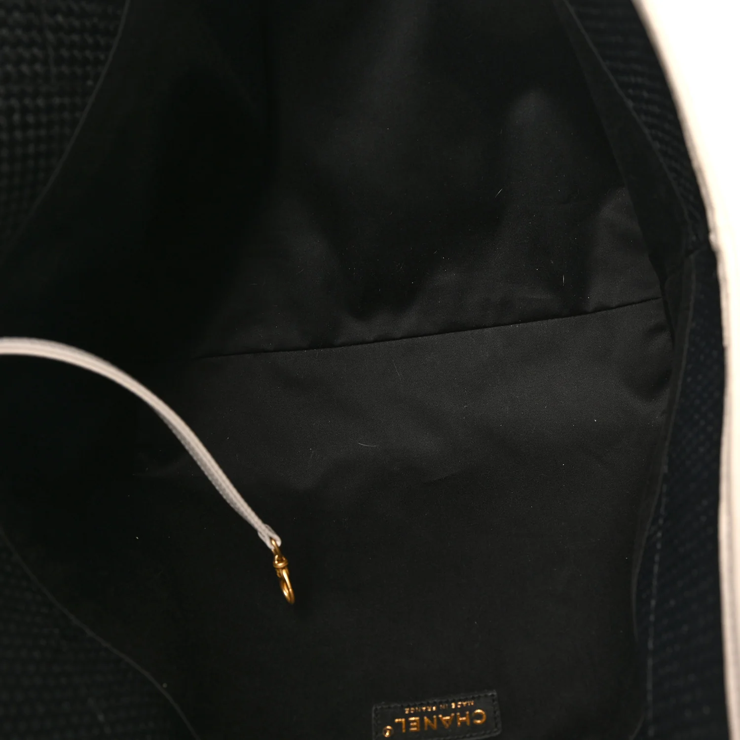 Calfskin Raffia Braided Small Shopping Tote Black White