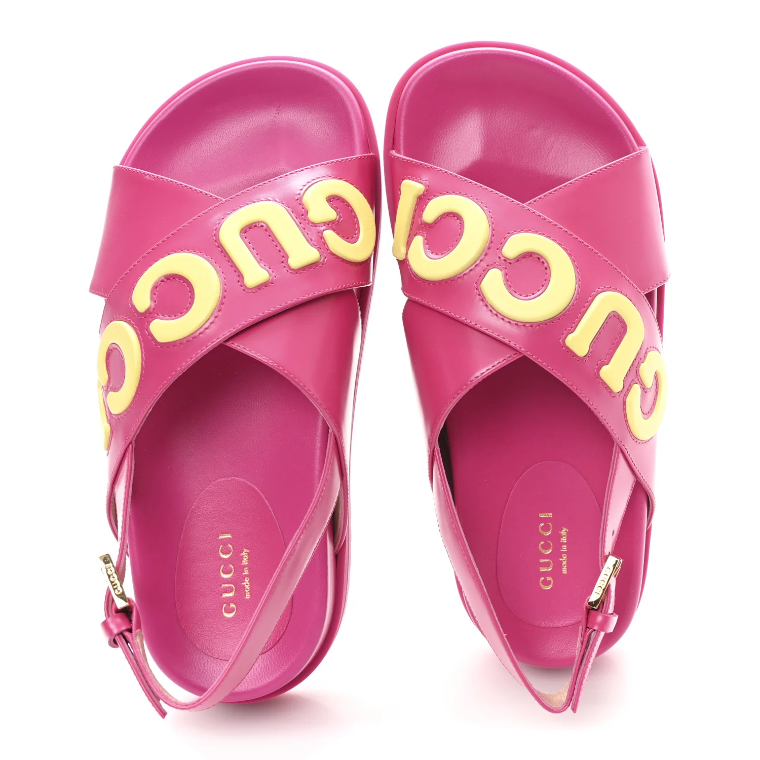 Calfskin Elizabeth Nappa Charlotte Logo Slingback Sandals 36.5 Fancy Fuchsia