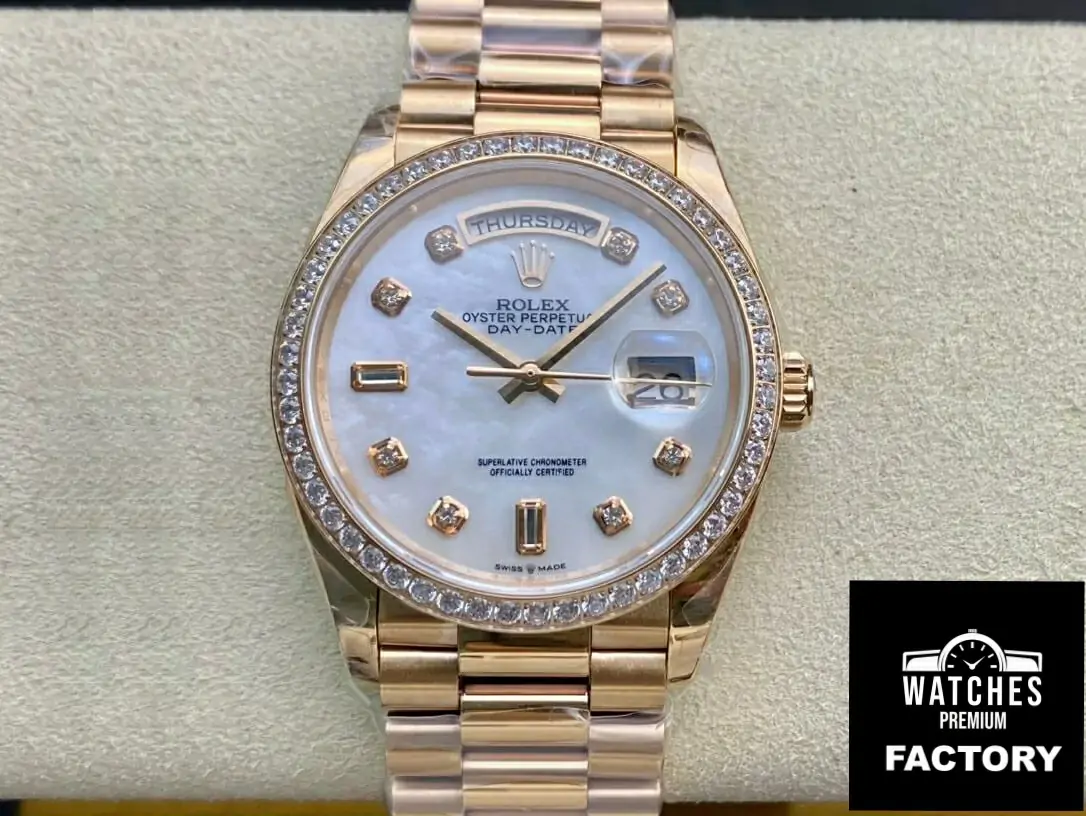 Rolex Day Date 128238 EW Factory White Dial Gold Strap