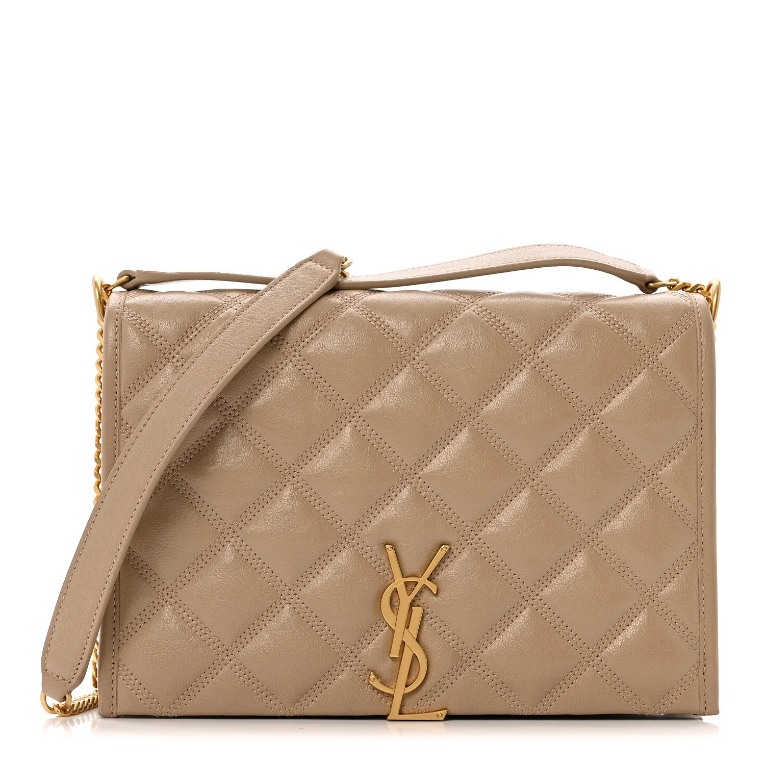 Lambskin Quilted Mini Becky Chain Bag Dark Beige