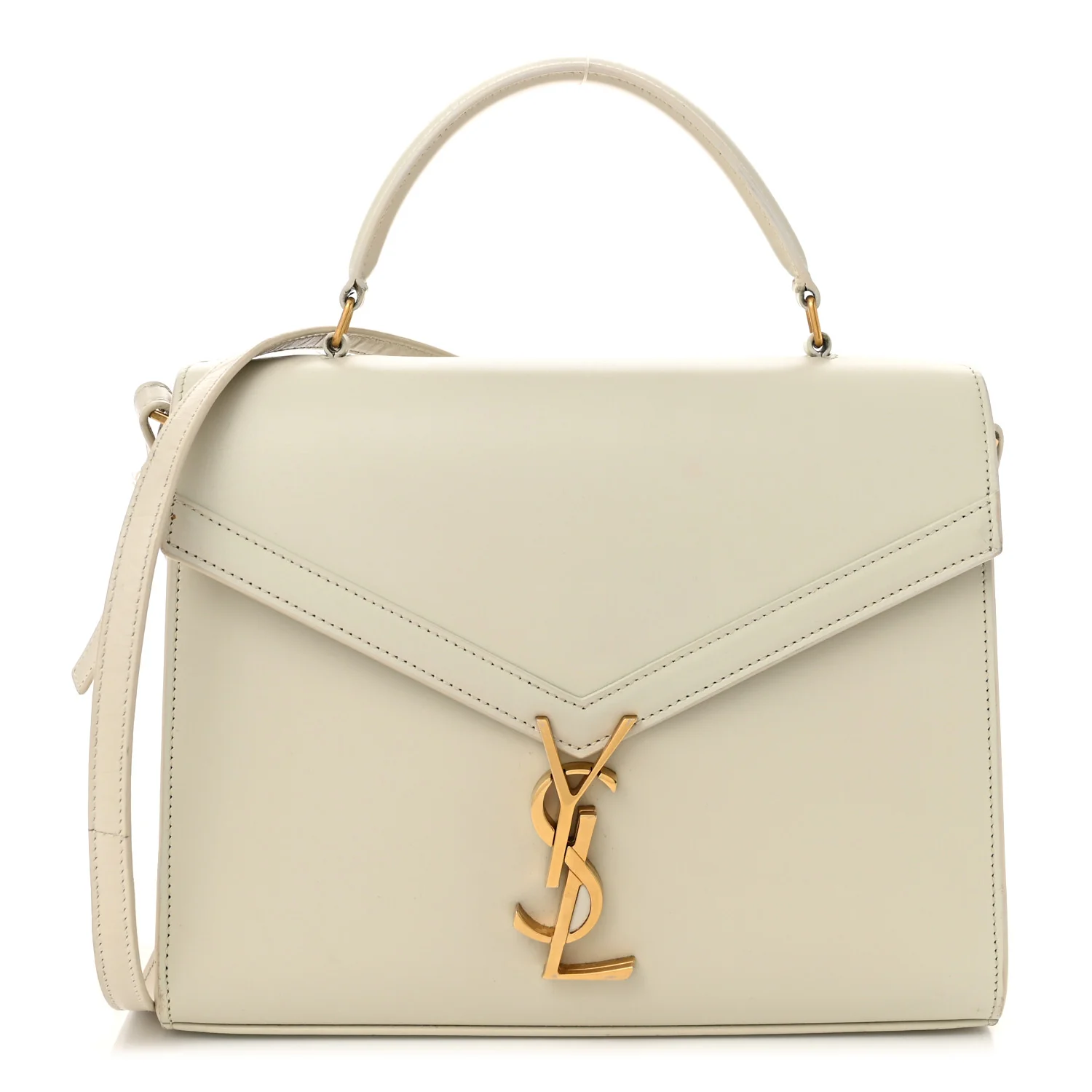 Smooth Calfskin Medium Classic Monogram Cassandra Top Handle Crema Soft Rouge Legion