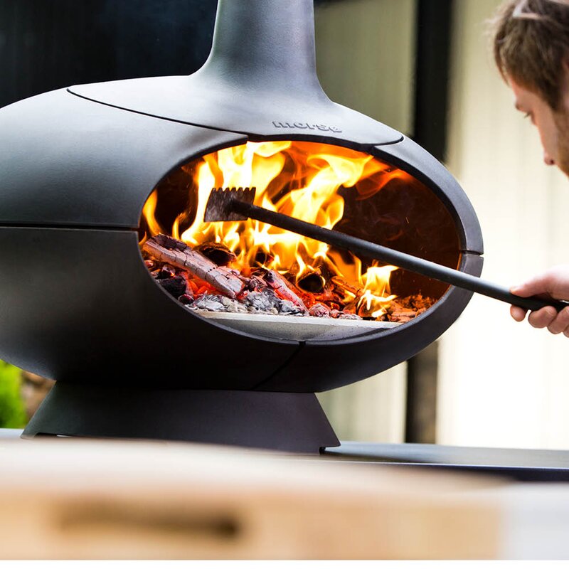 Askeskrape med blåserør 50,5 cm svart/stål