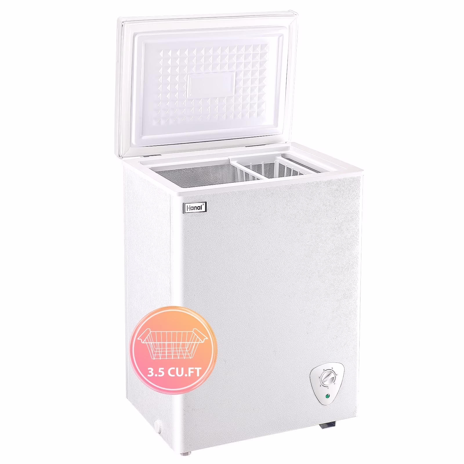 WANAI Chest Freezer 3.5 cu ft, Small Chest Freezer, Upright Single Door Refrigerator, White
