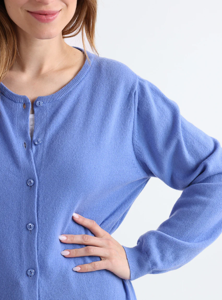Cardigan femme en cachemire bleu