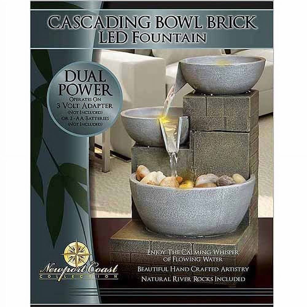Cascading Brick Bowl LED Fountain