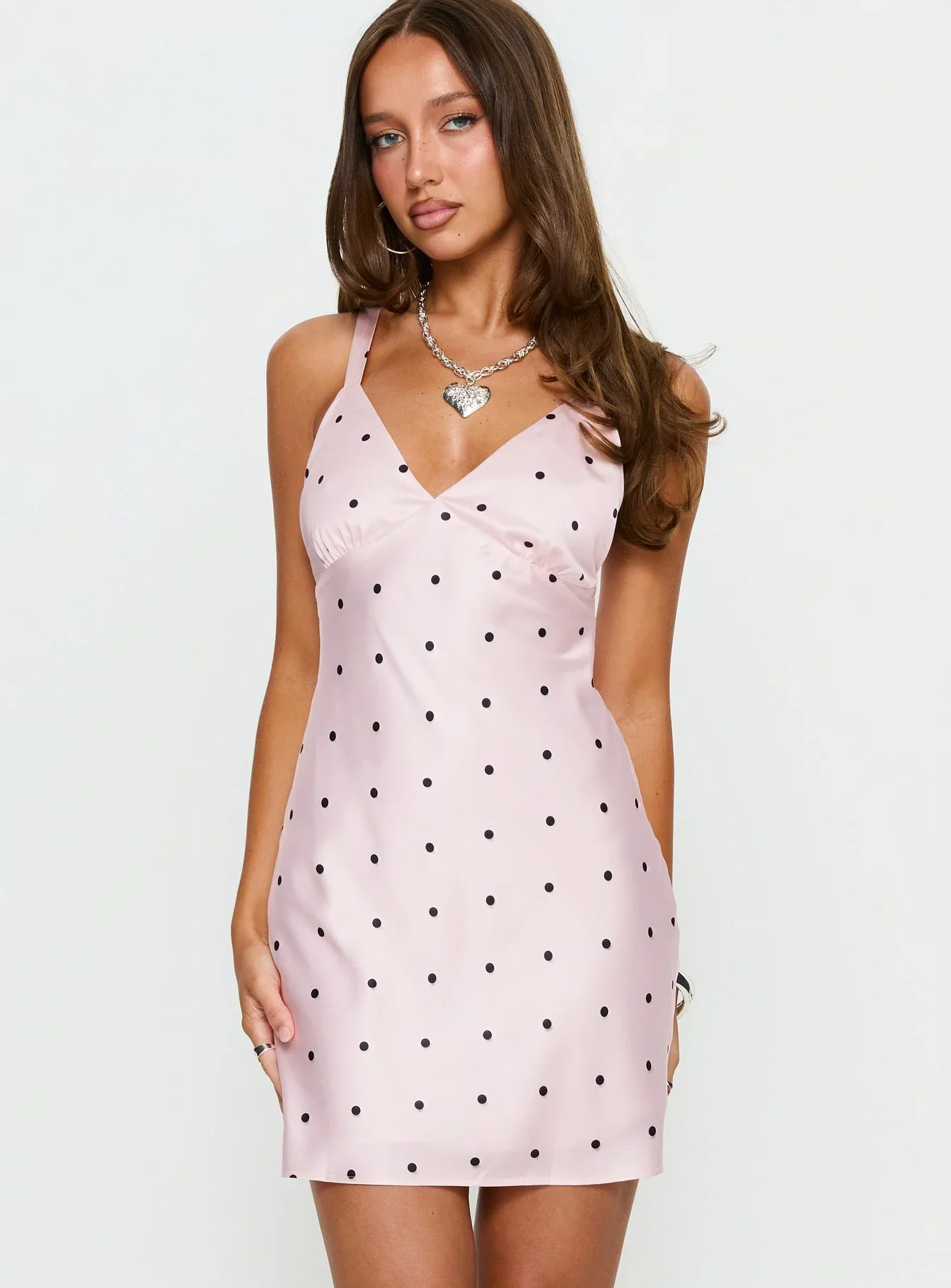 Rosabelle Satin Mini Dress Pink Polka Dot