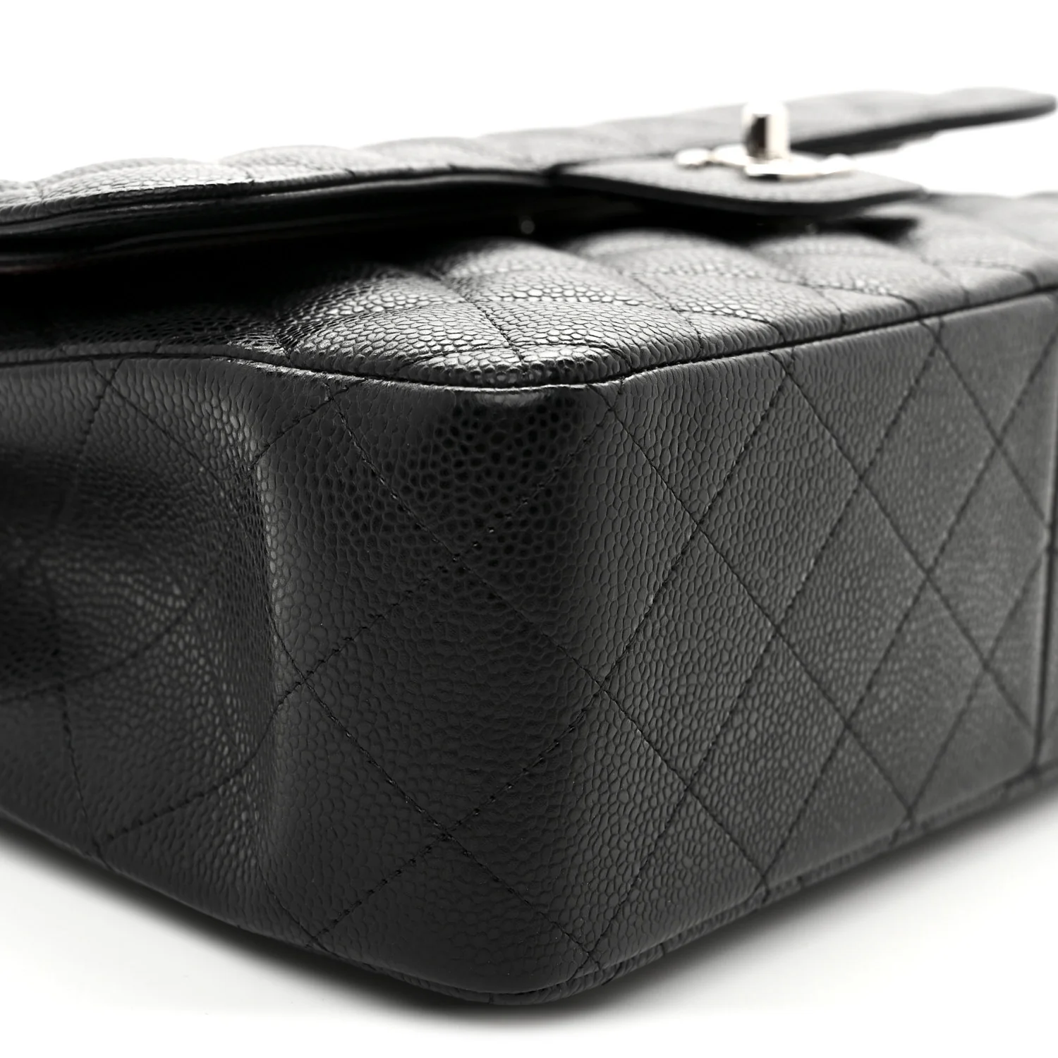 Caviar Quilted Jumbo Double Flap Black