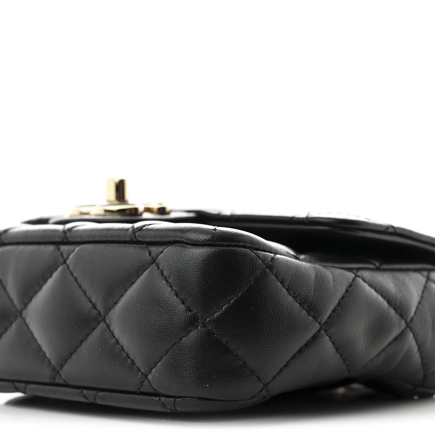 Lambskin Resin Quilted Mini Heart Square Flap Black