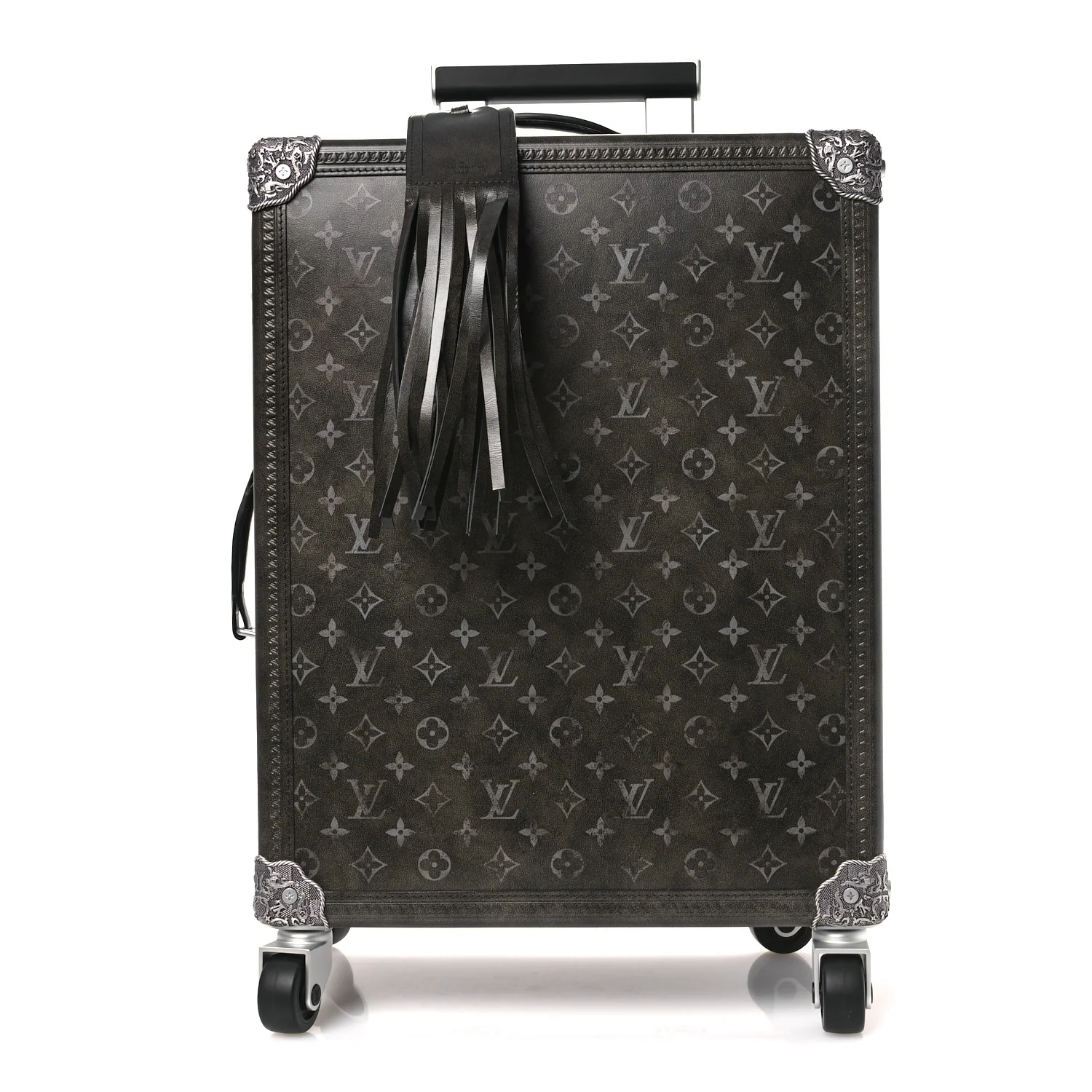 Brushed Monogram Rolling Trunk Black